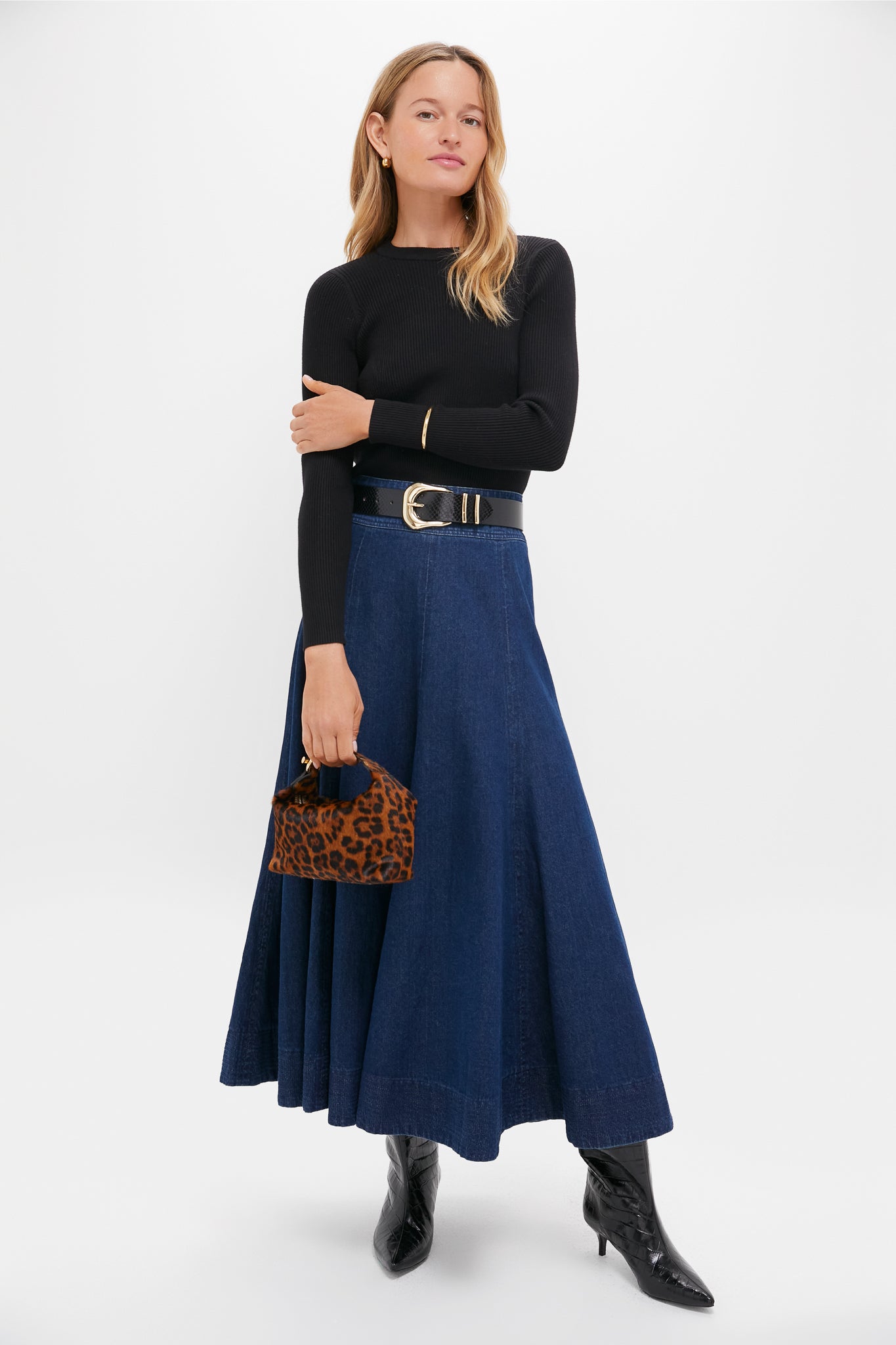 Black Alden Ribbed Crewneck