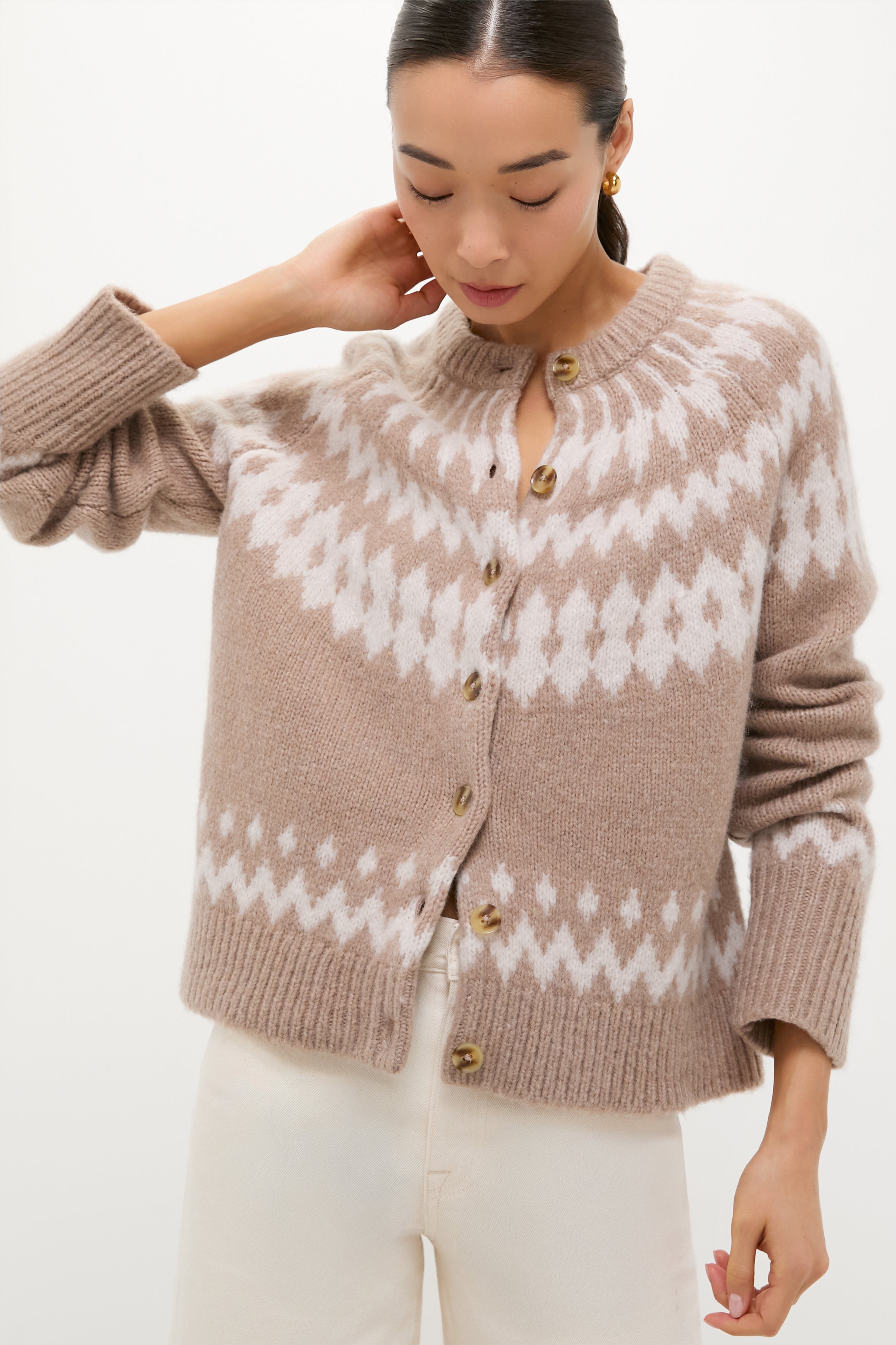 Brown and Gray Marlow Fair Isle Cardigan