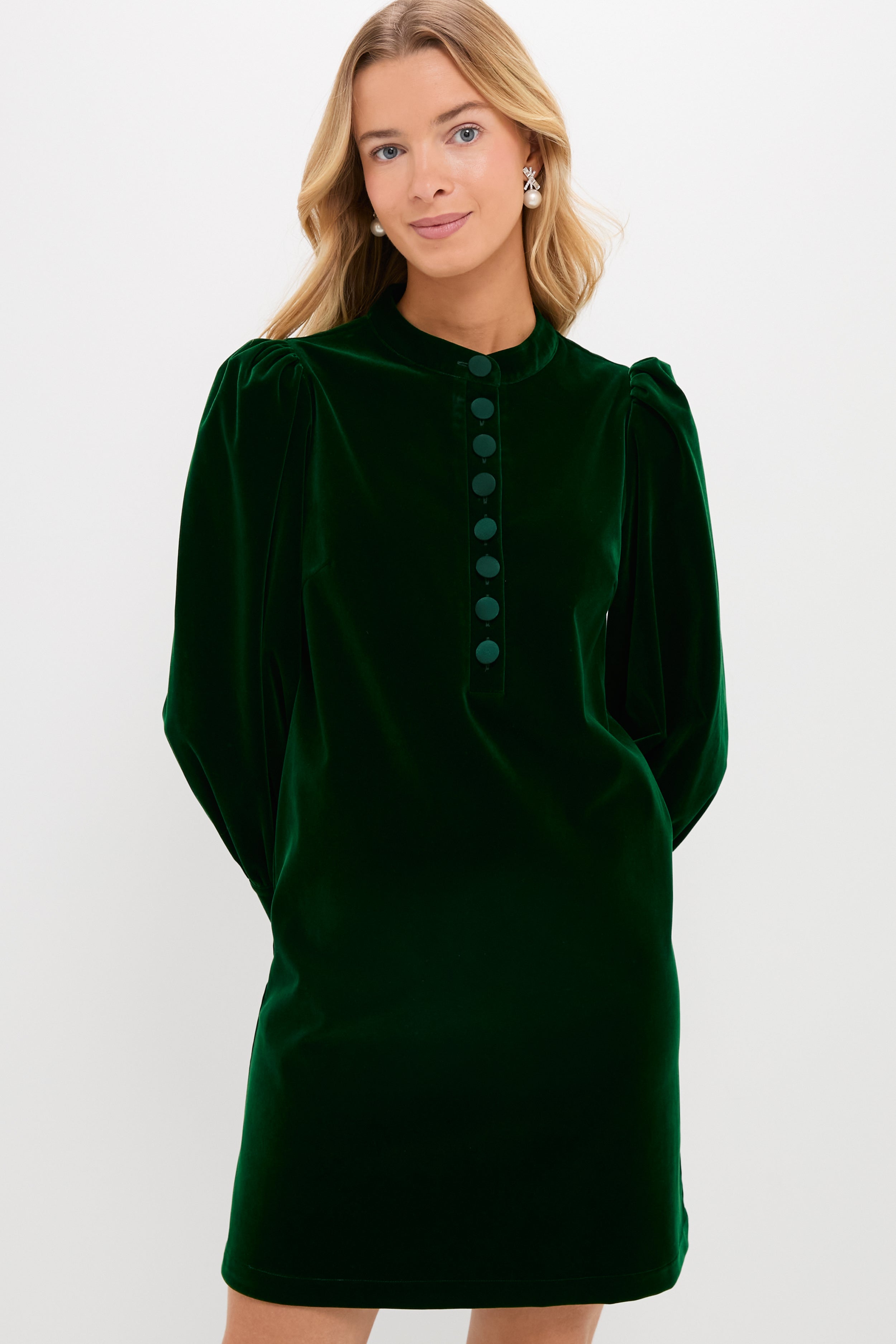 Hunter Green Velvet Samantha Dress