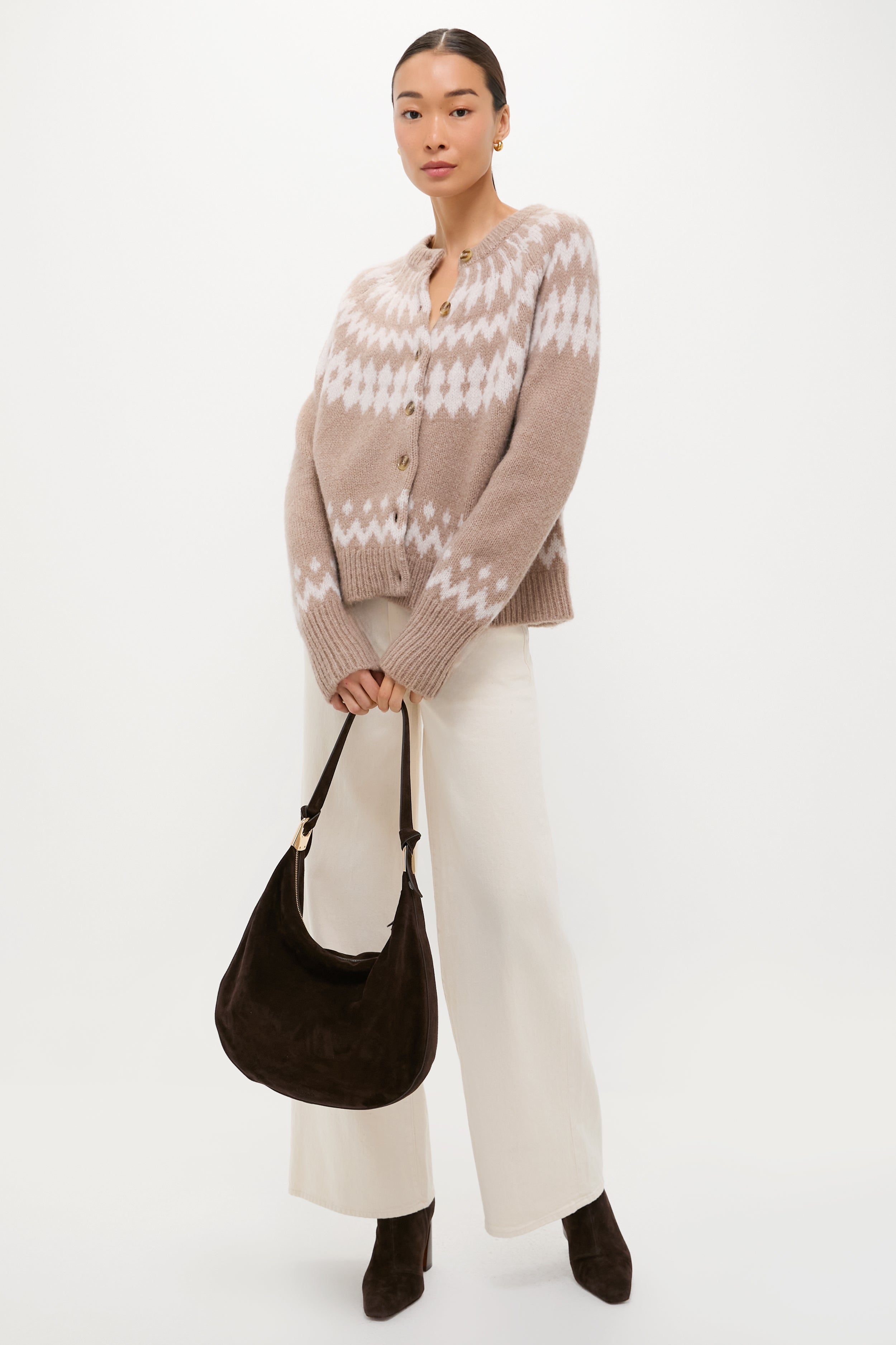 Brown and Gray Marlow Fair Isle Cardigan