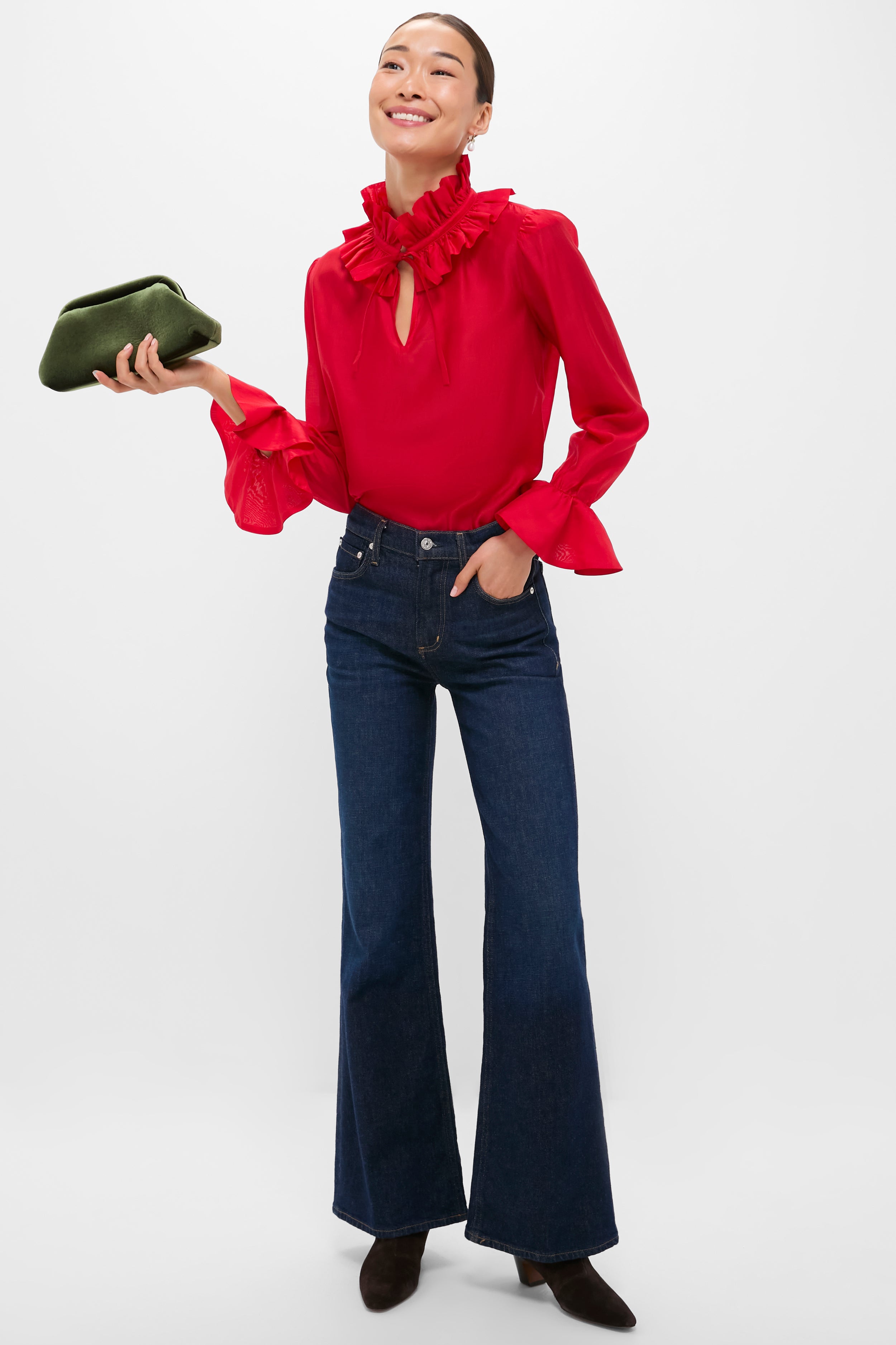 Red Organza Bouvier Blouse