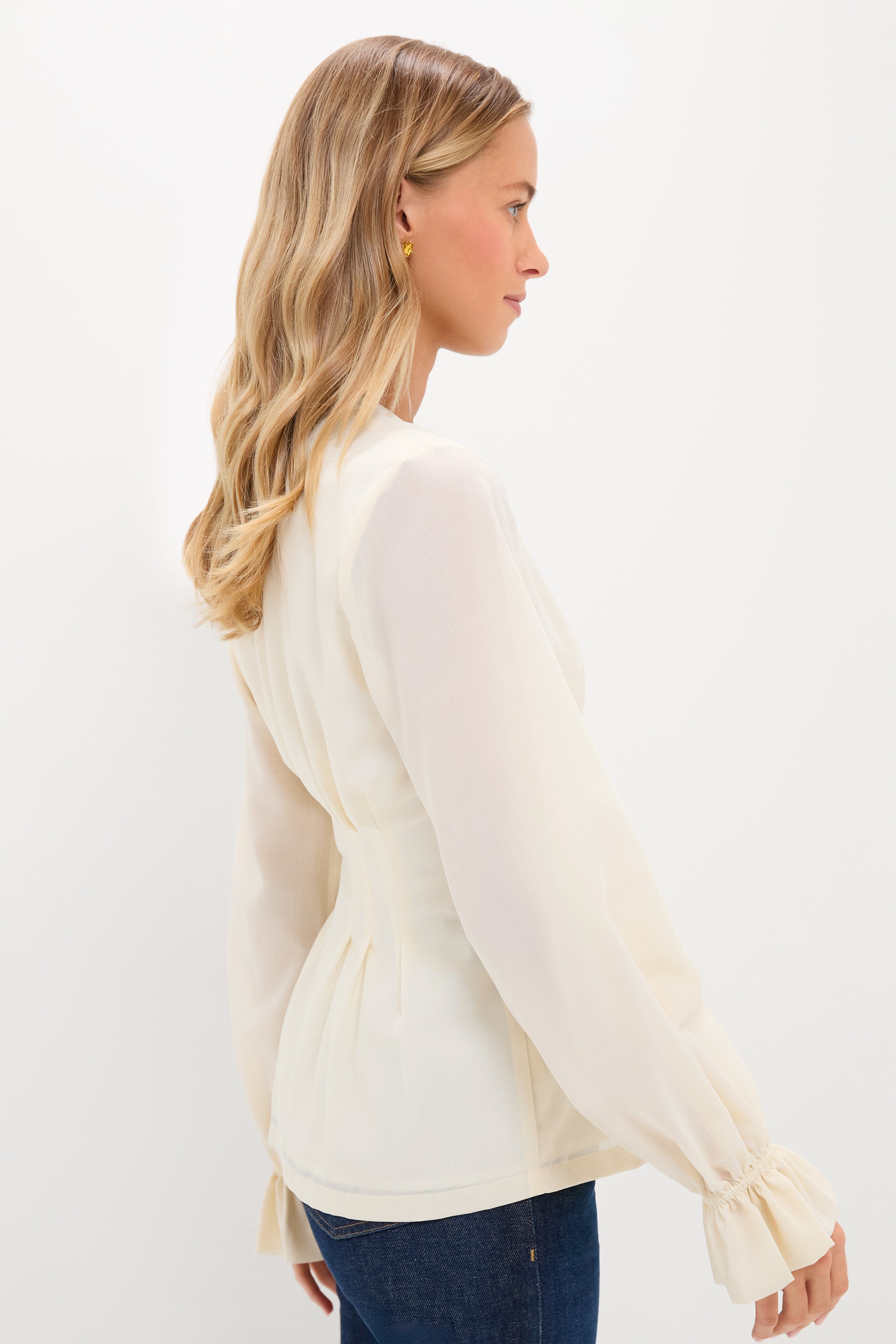 Ivory Wool Chiffon Madison Blouse