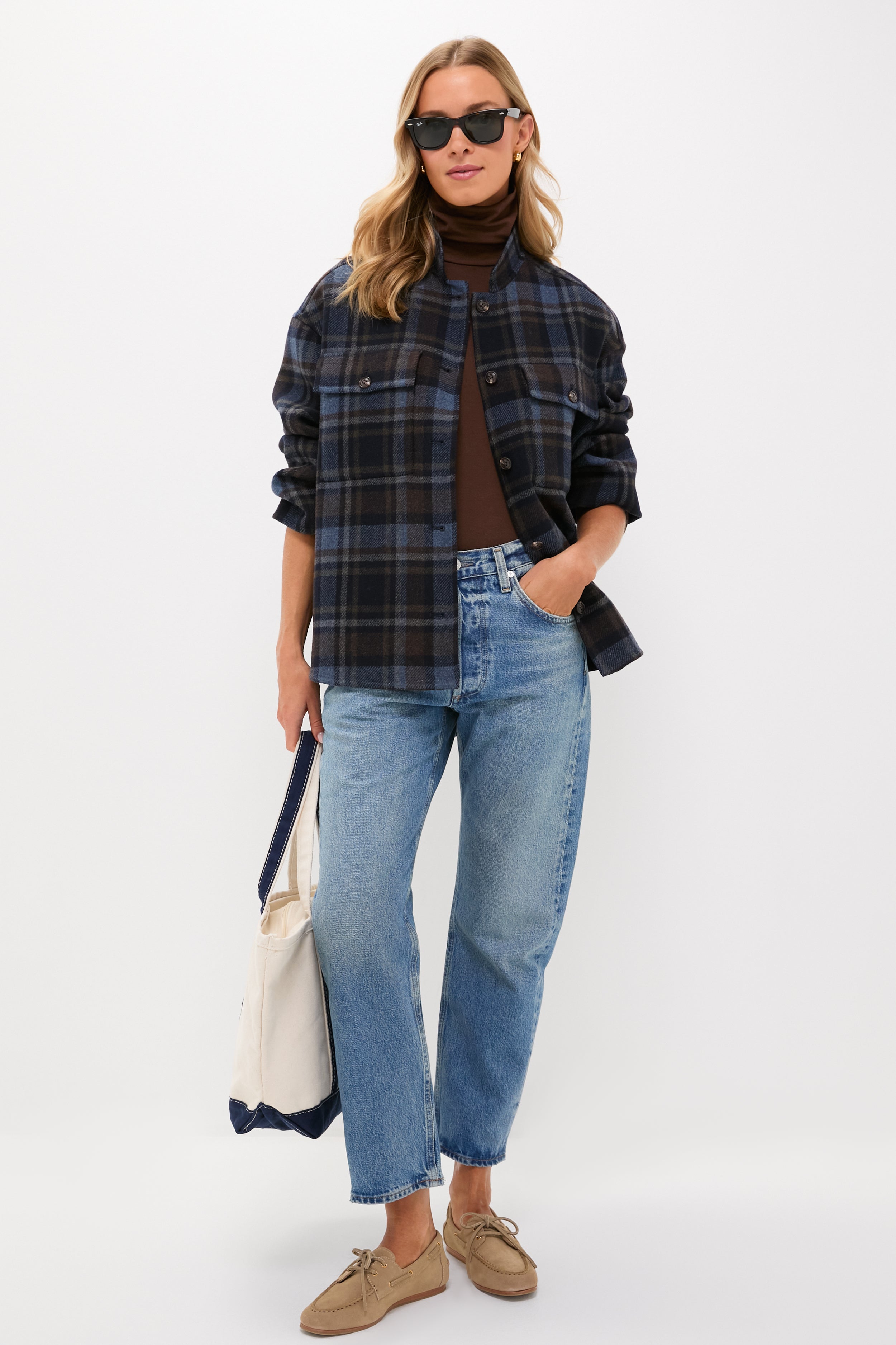 Navy and Plaid Reversible Bonnie Jacket