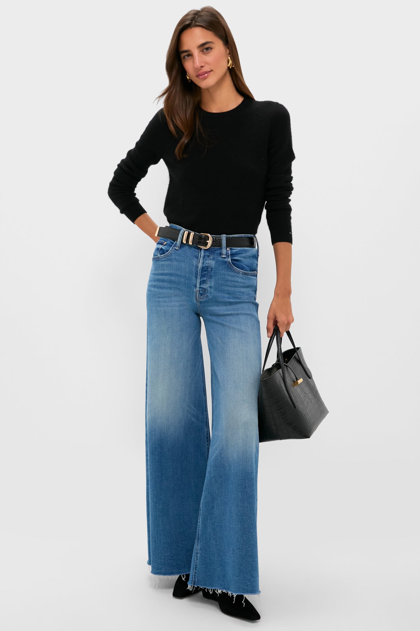 Black Cashmere Crewneck Sweater