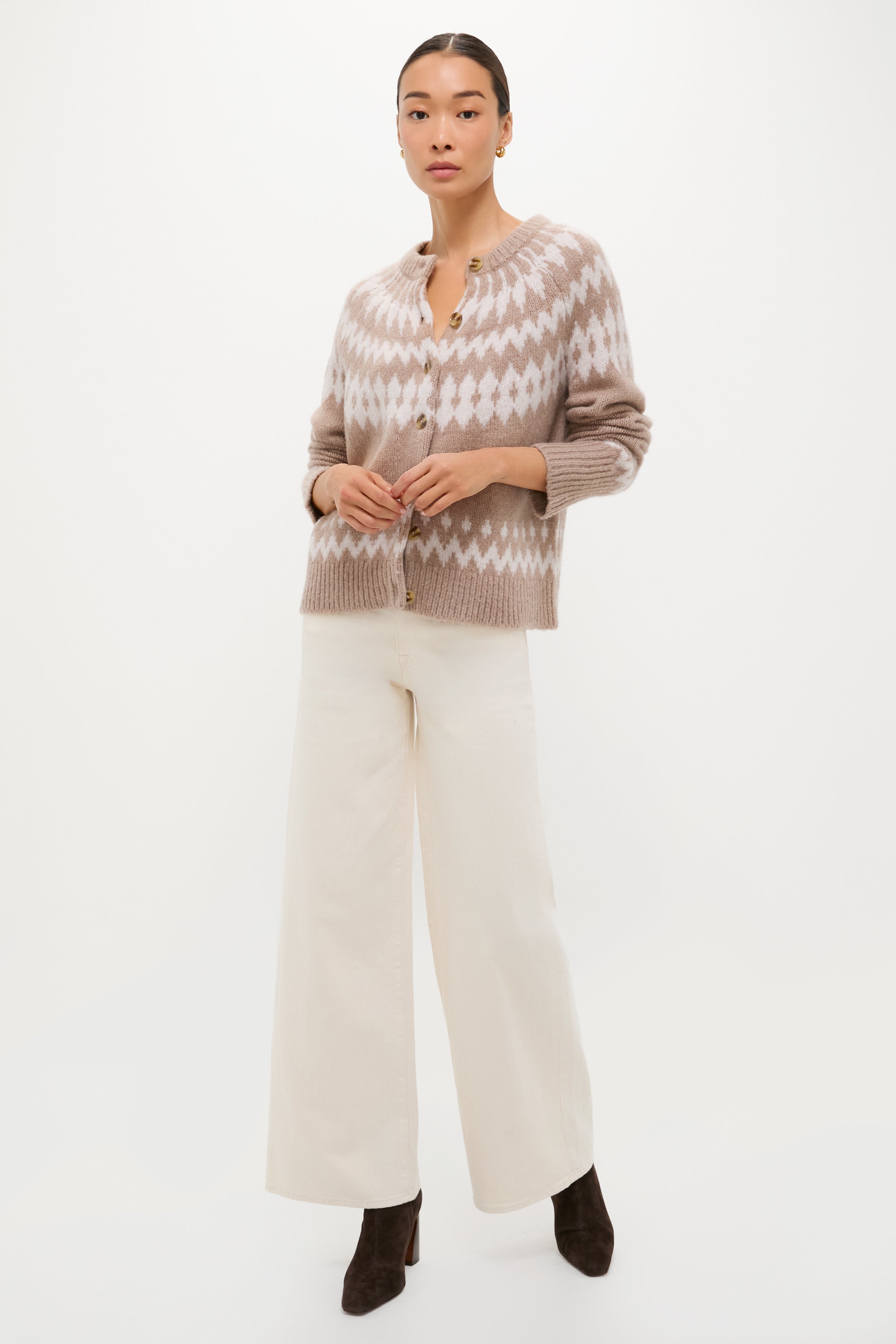 Brown and Gray Marlow Fair Isle Cardigan