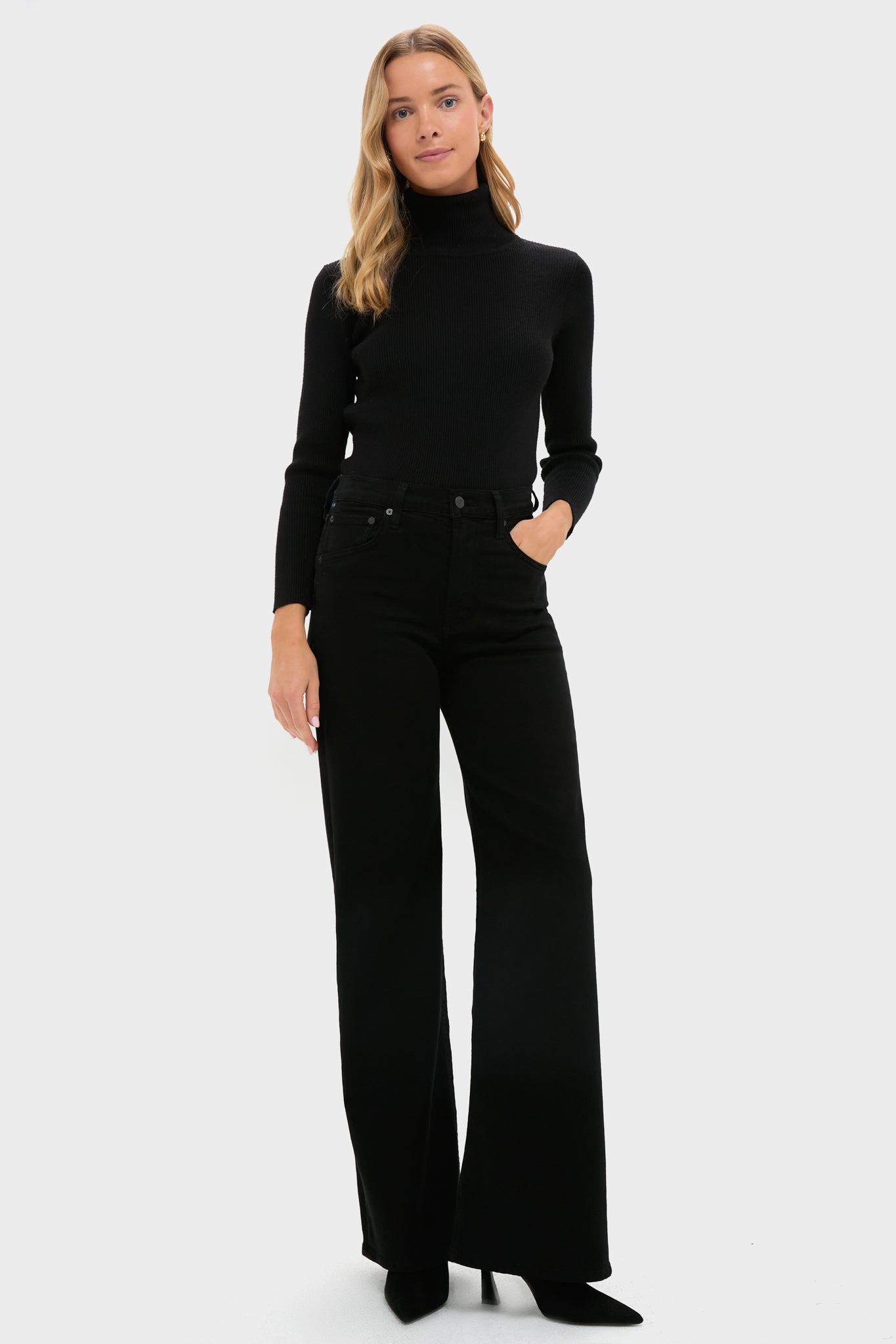 Black Arlo Ribbed Turtleneck