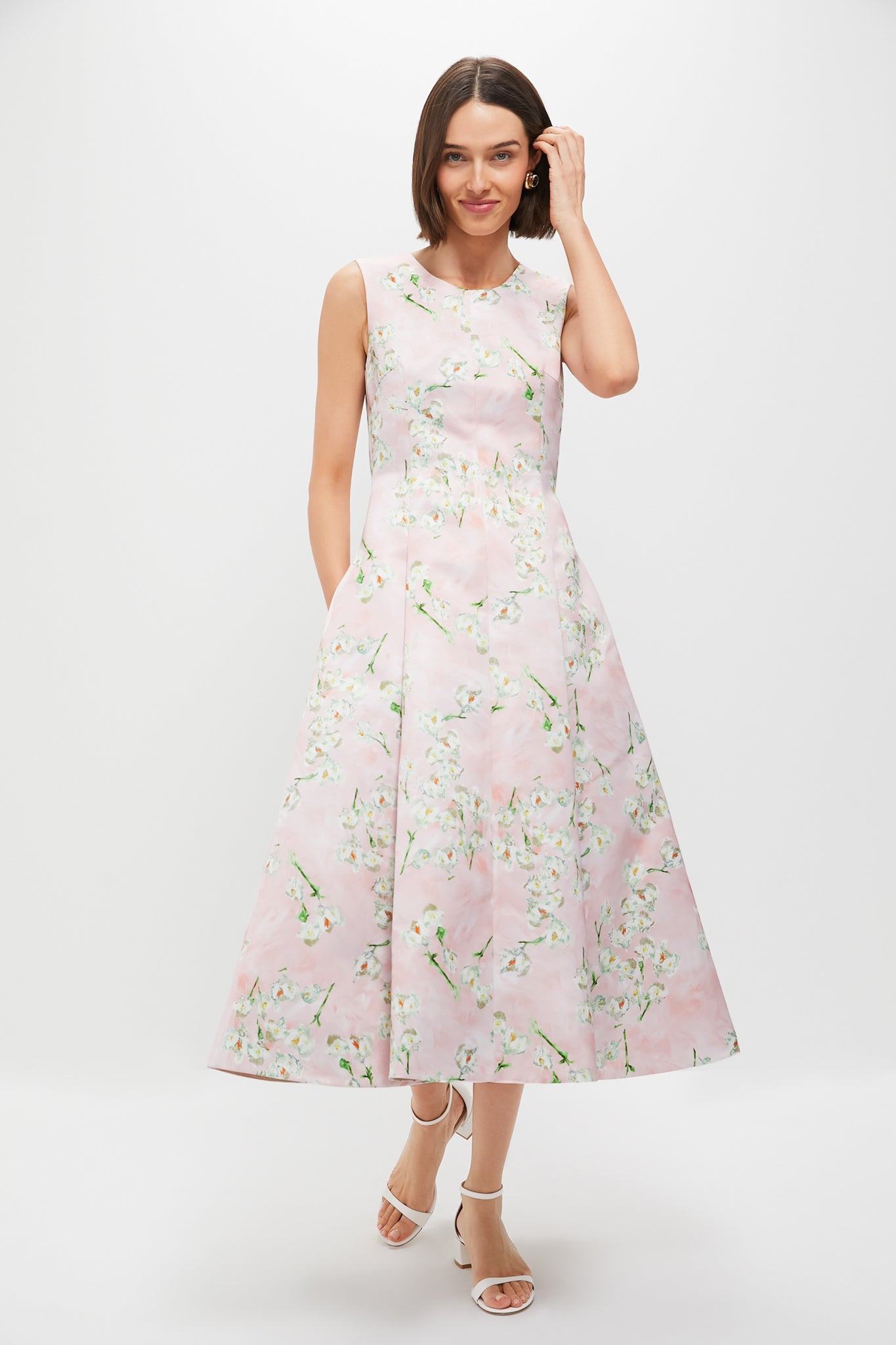 Little Lillies on Pink Maribelle Midi Dress