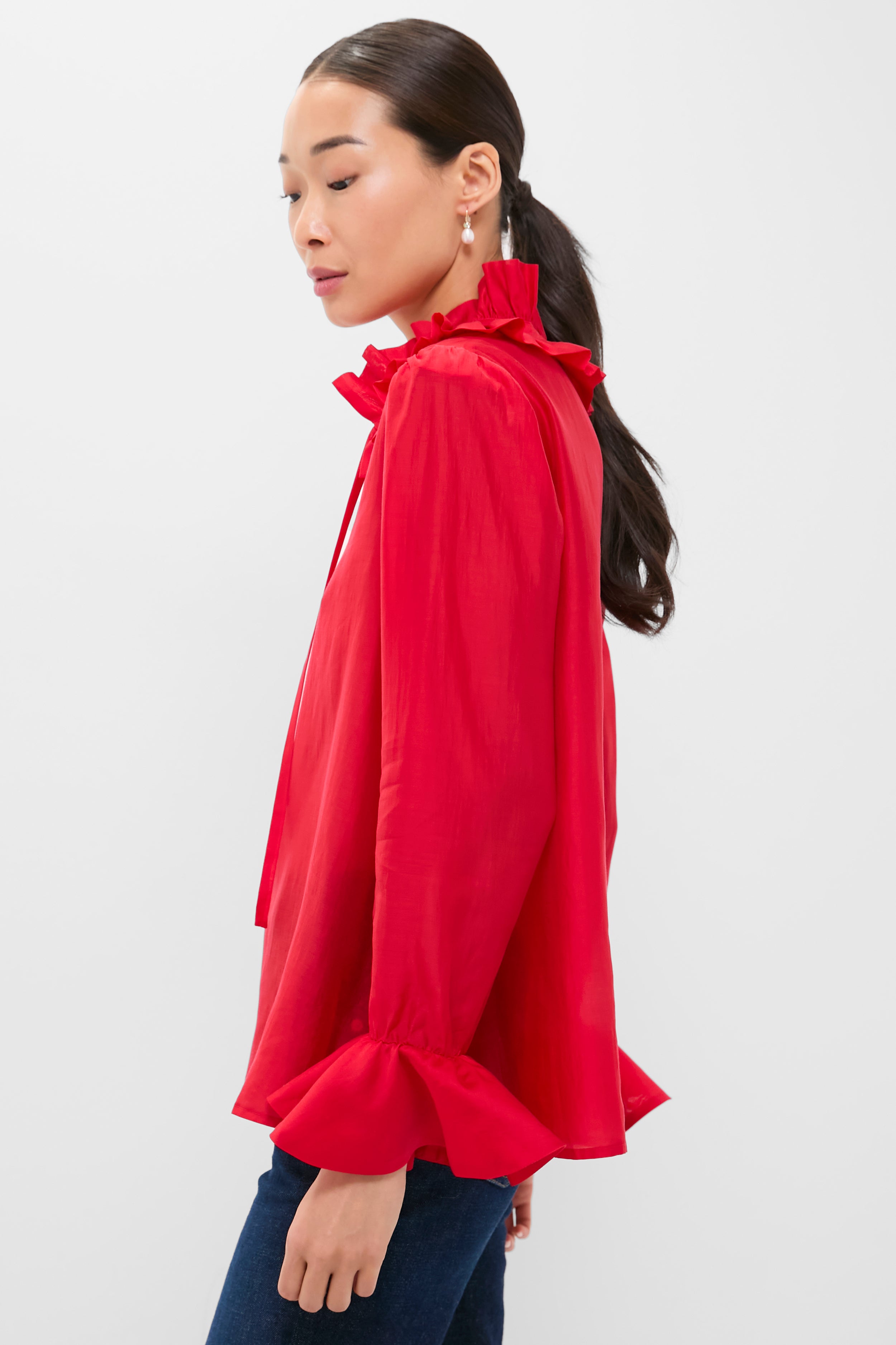 Red Organza Bouvier Blouse