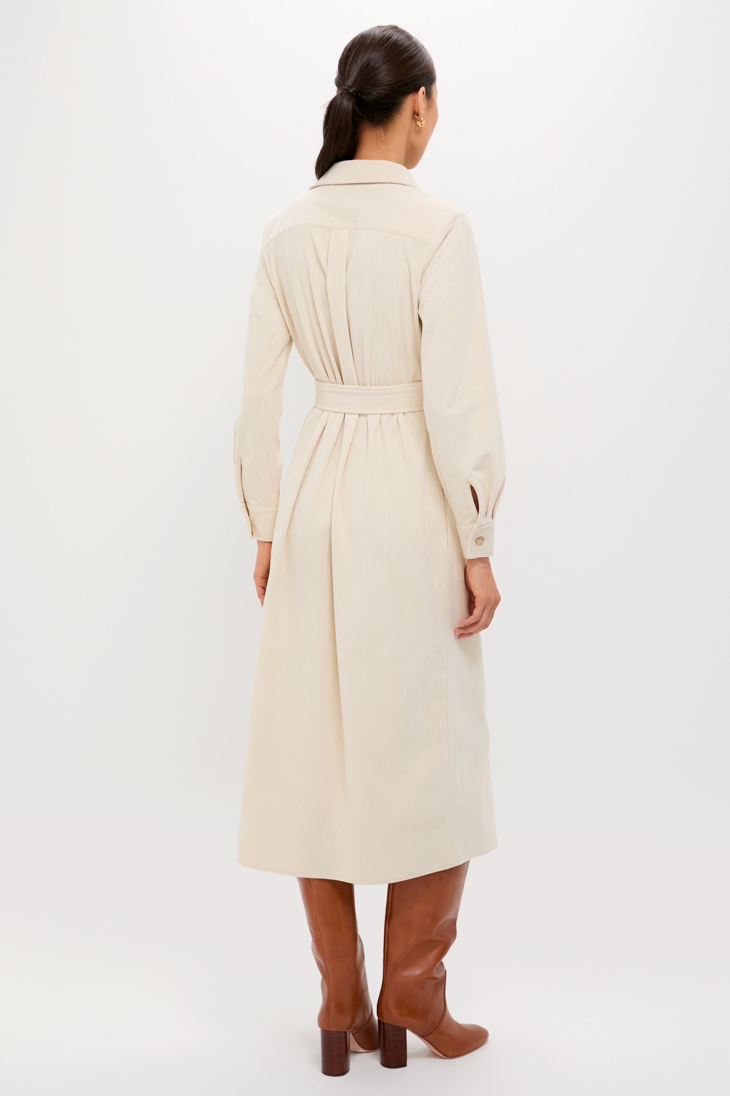 Cream Wide Wale Corduroy Tara Shirt Dress