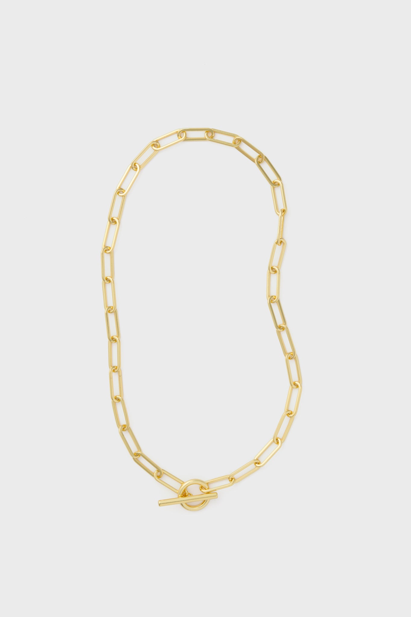 Gold Paperclip Toggle Clasp Necklace