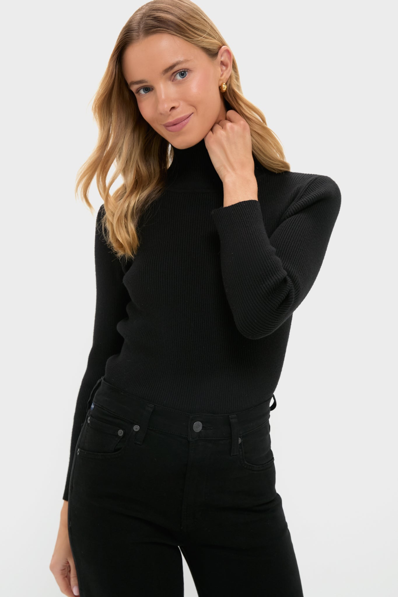 Black Arlo Ribbed Turtleneck