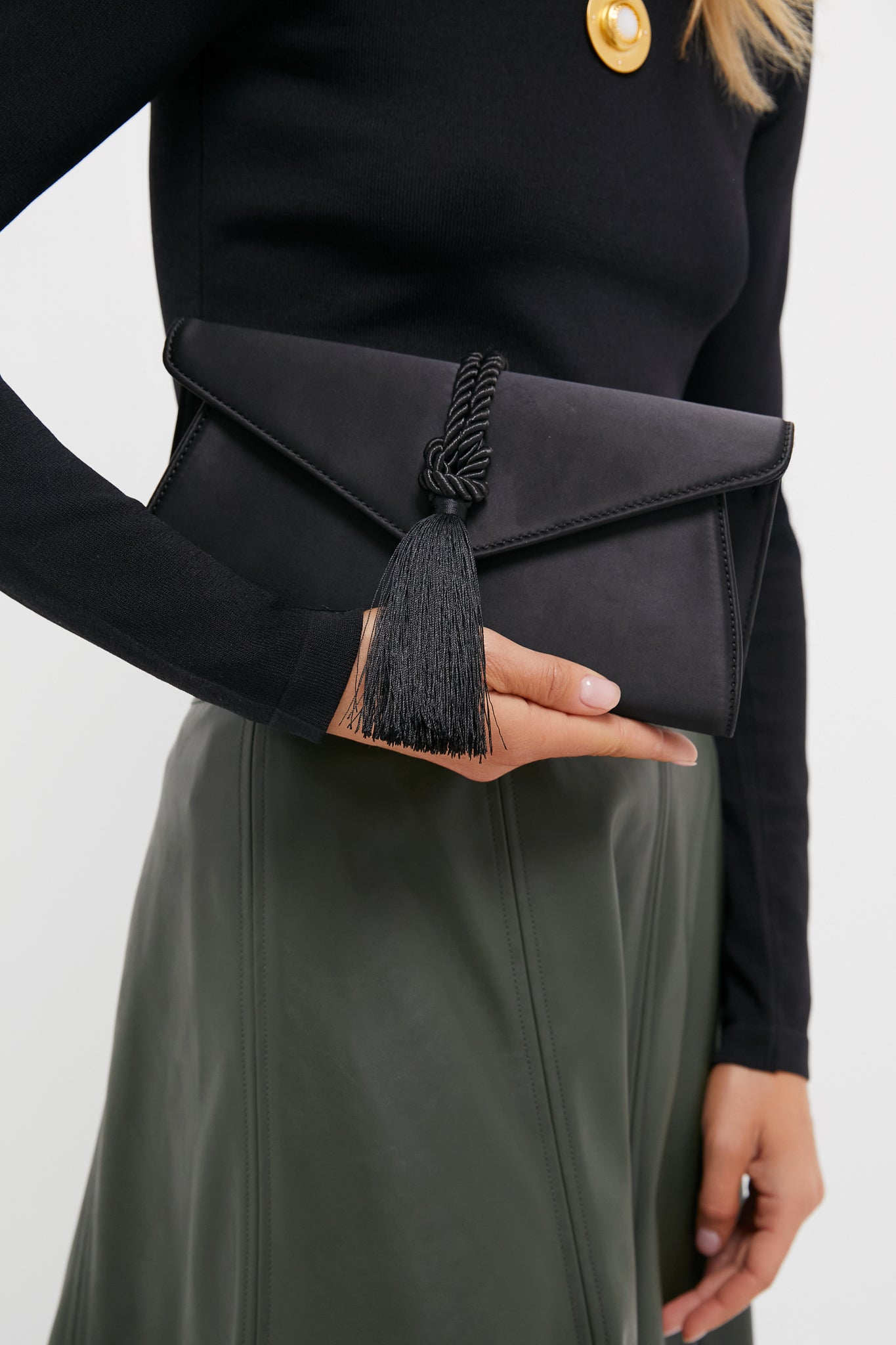 Black Satin Gabrielle Clutch