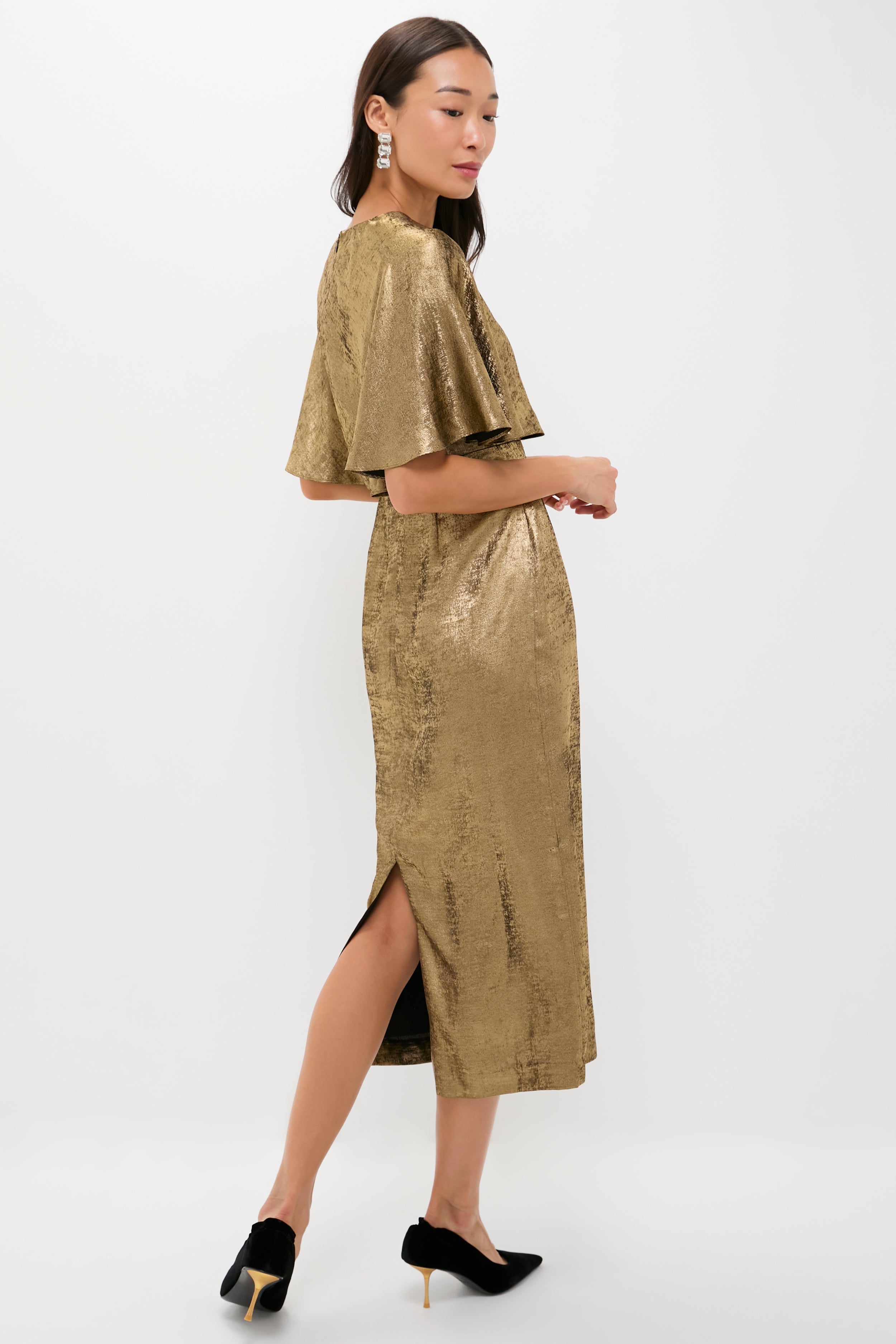 Gold Cape Leah Dress