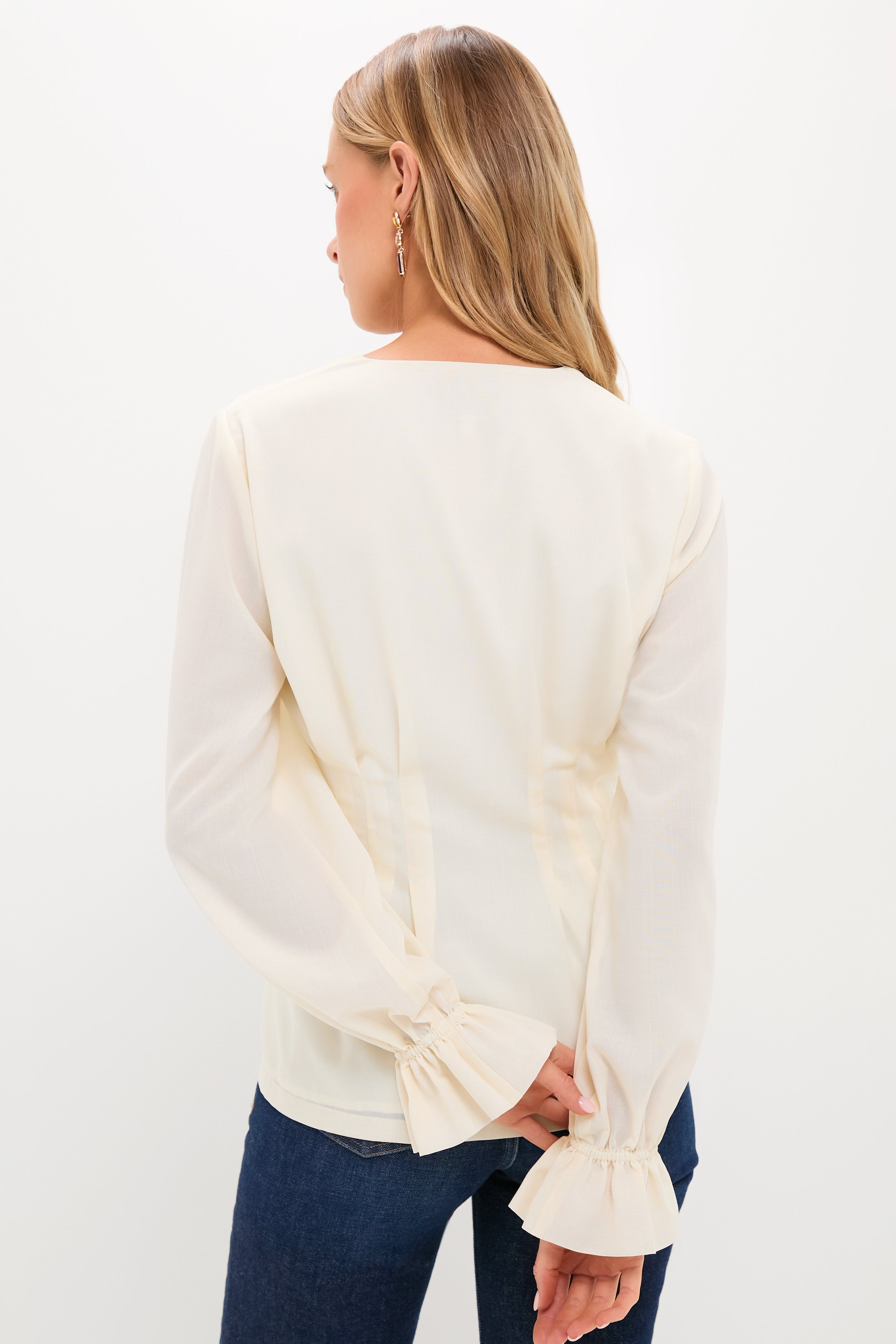 Ivory Wool Chiffon Madison Blouse