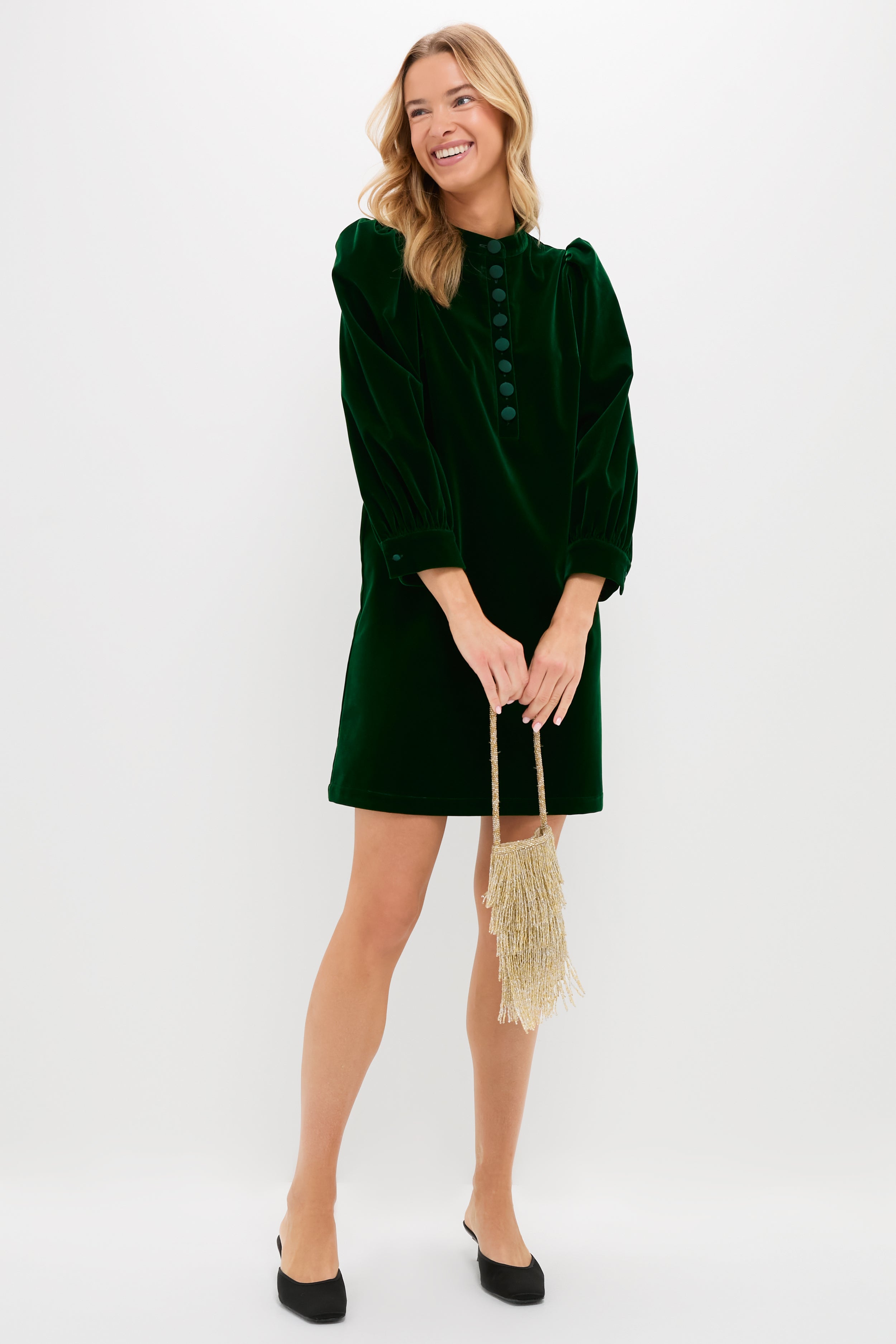 Hunter Green Velvet Samantha Dress