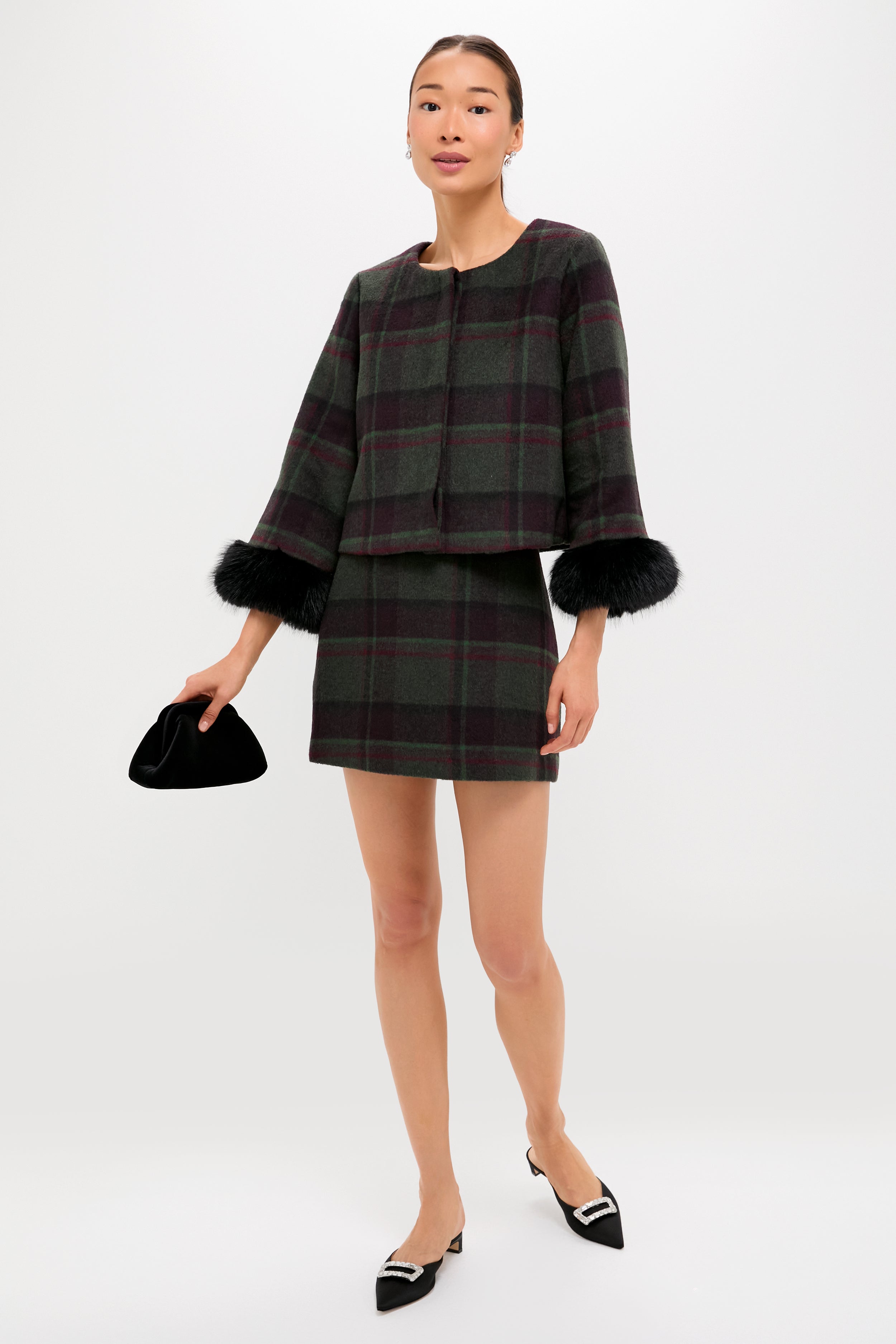 Forest Plaid Wool Meg Mini Skirt