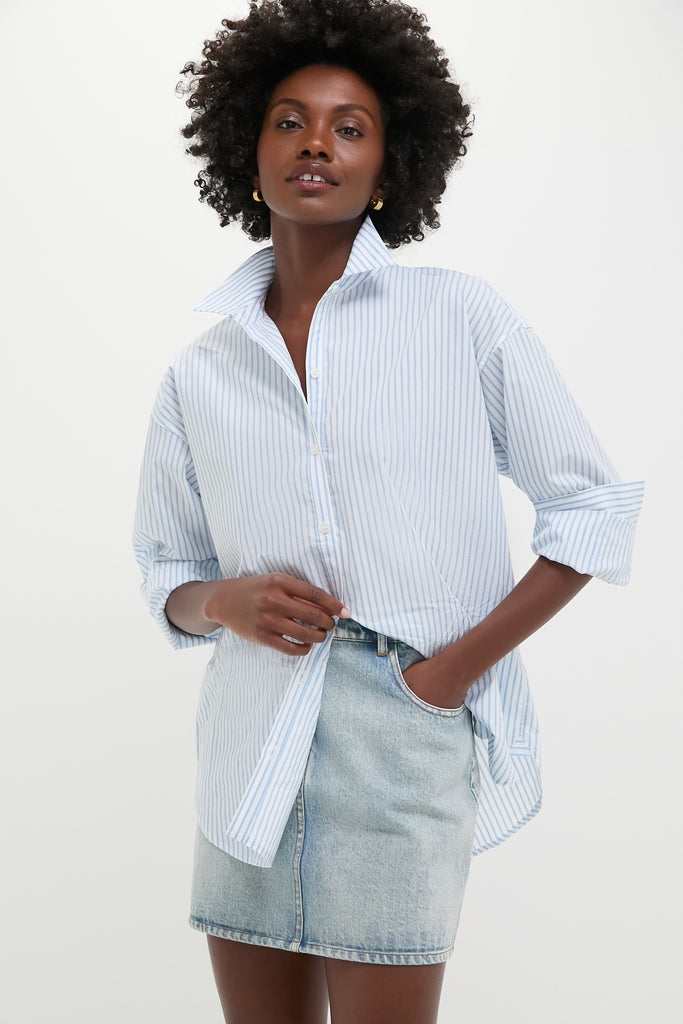Chambray and White Stripe Wexler Button Down