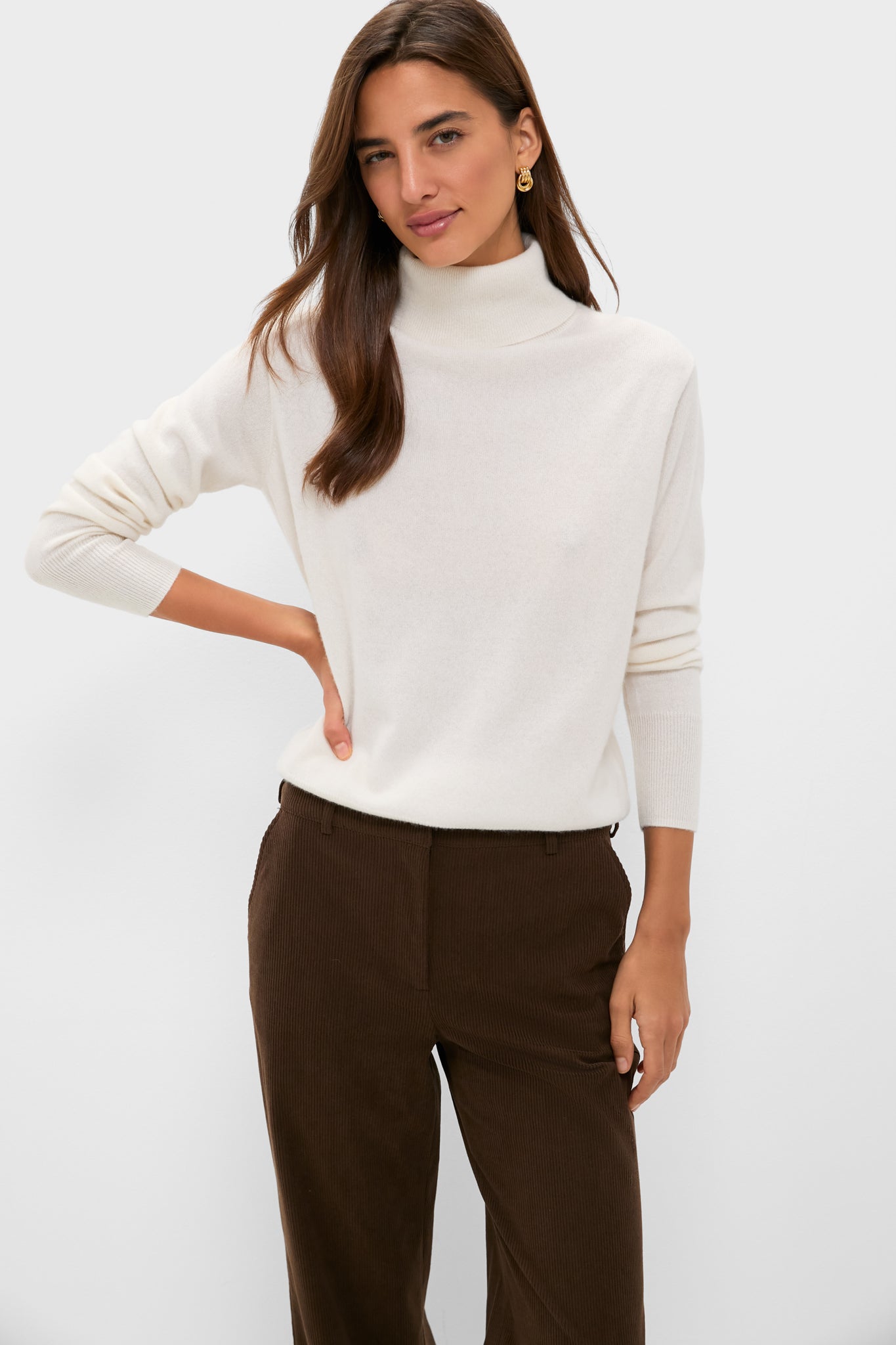 Ivory Cashmere Turtleneck Sweater