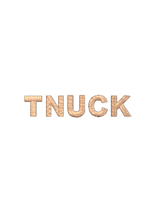Monogram phrase option in an arial font. Example "tnuck" 