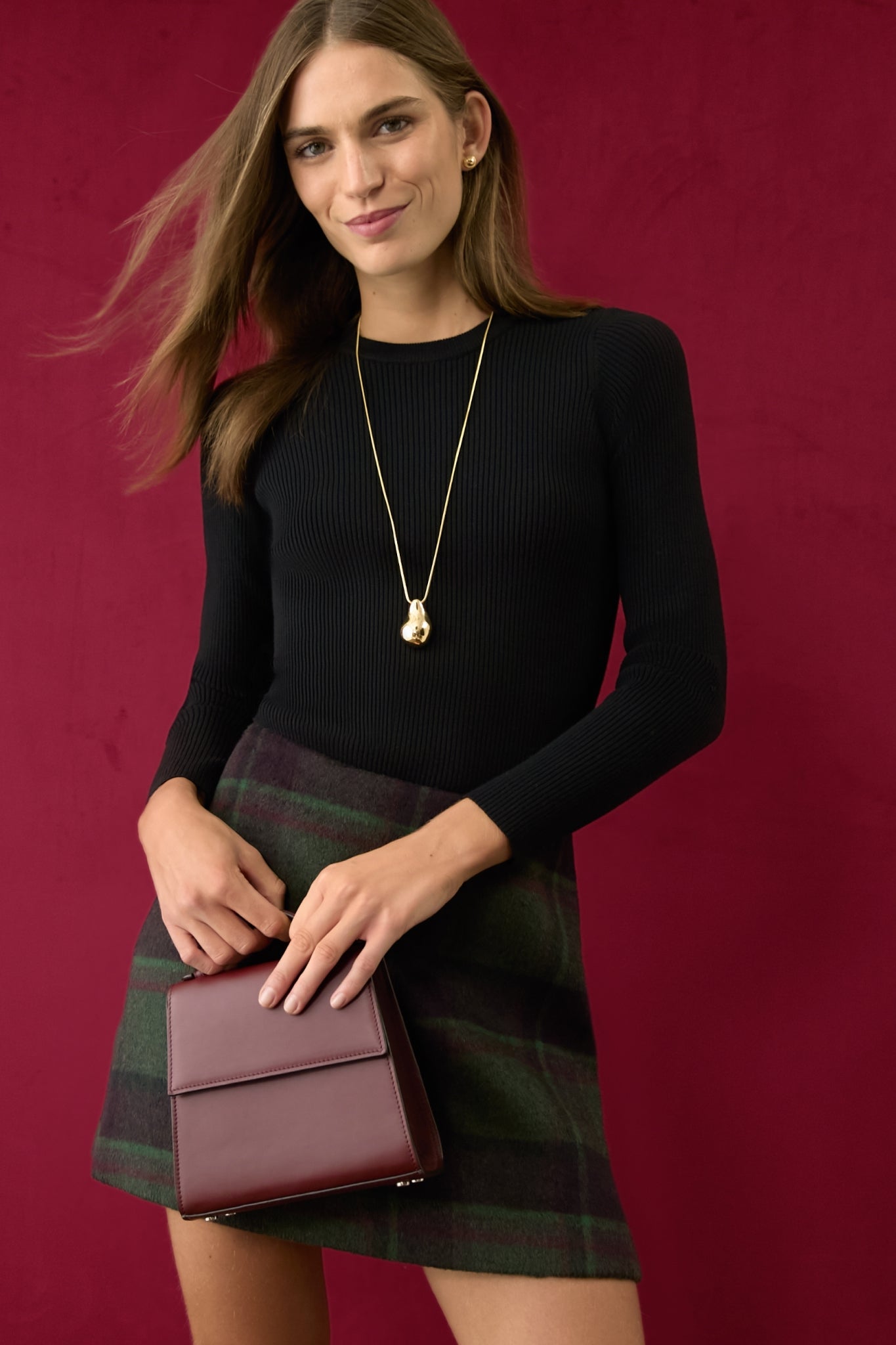 Black Alden Ribbed Crewneck