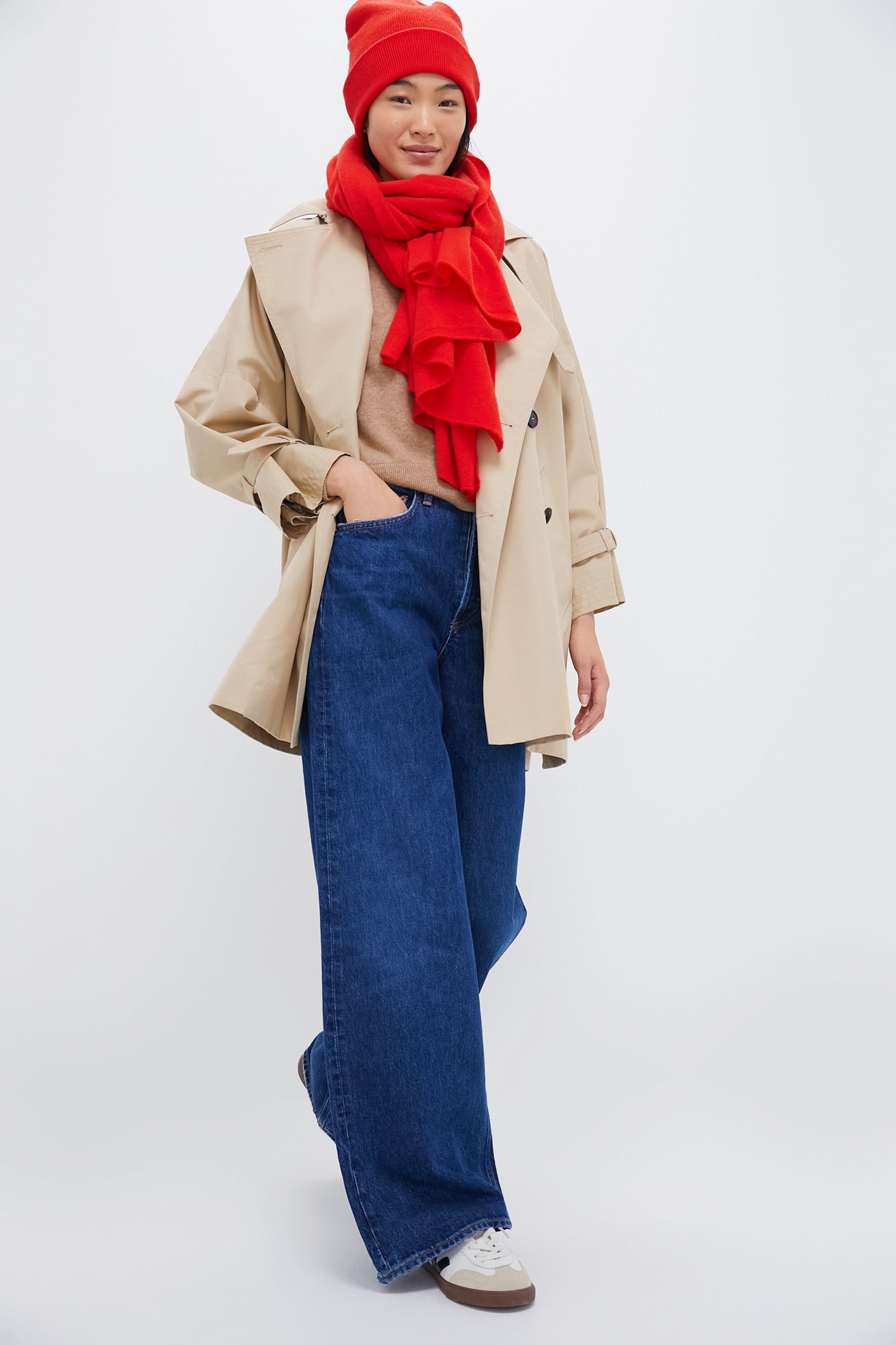 Poppy Red Cashmere Blanket Scarf