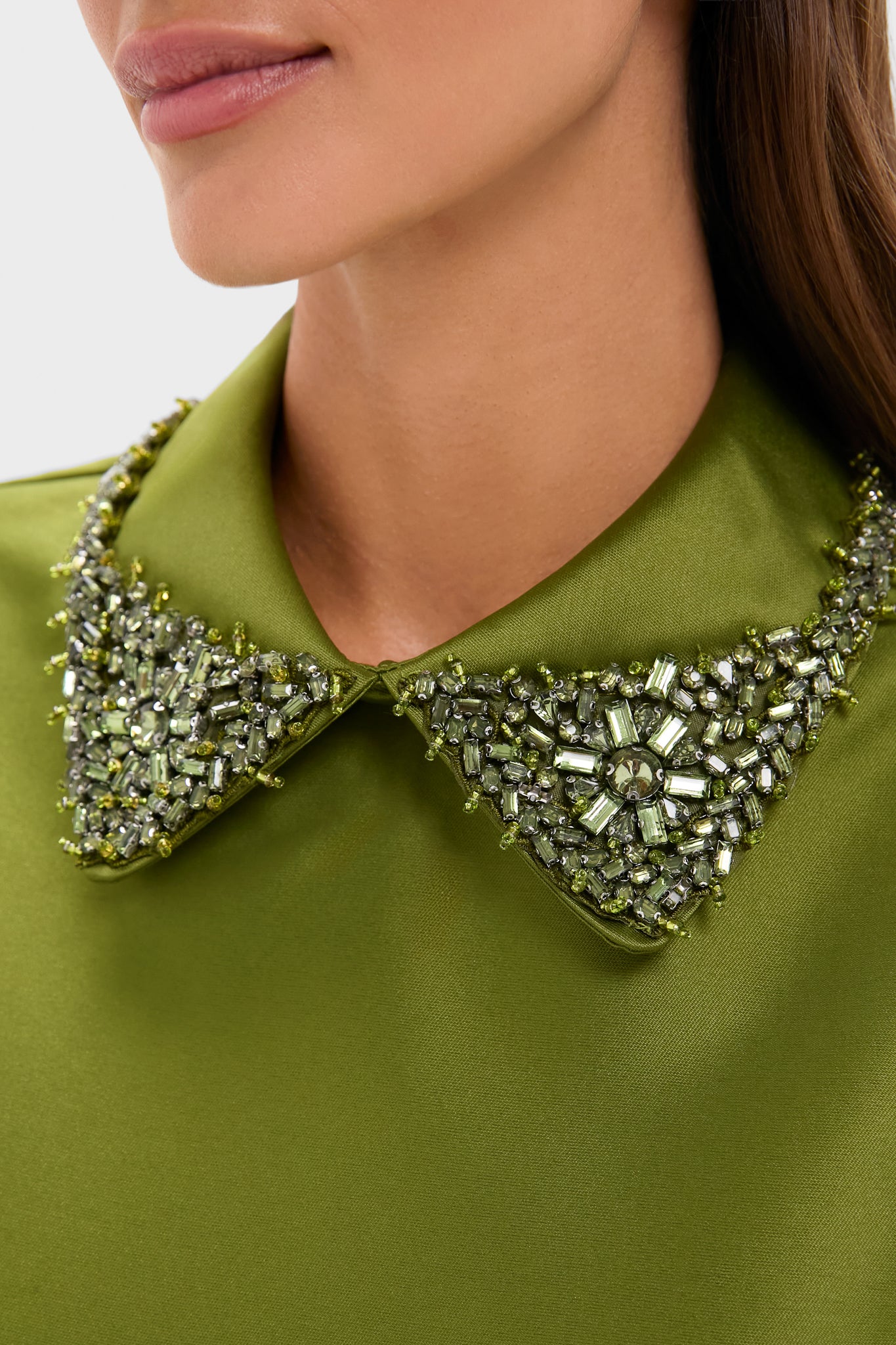 Green Embellished Aurelie Shift Dress