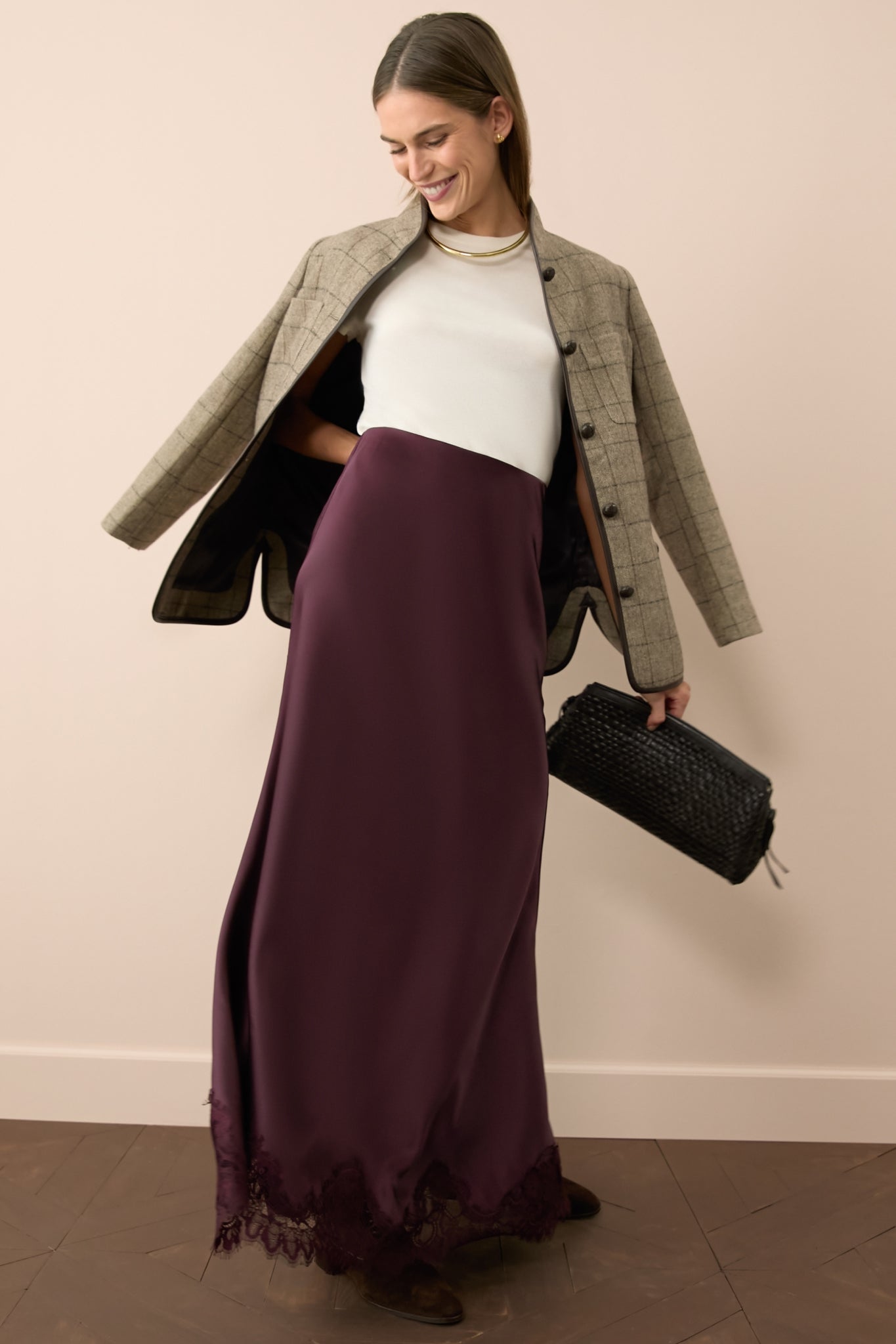 Winetasting Satin Mischa Slip Skirt