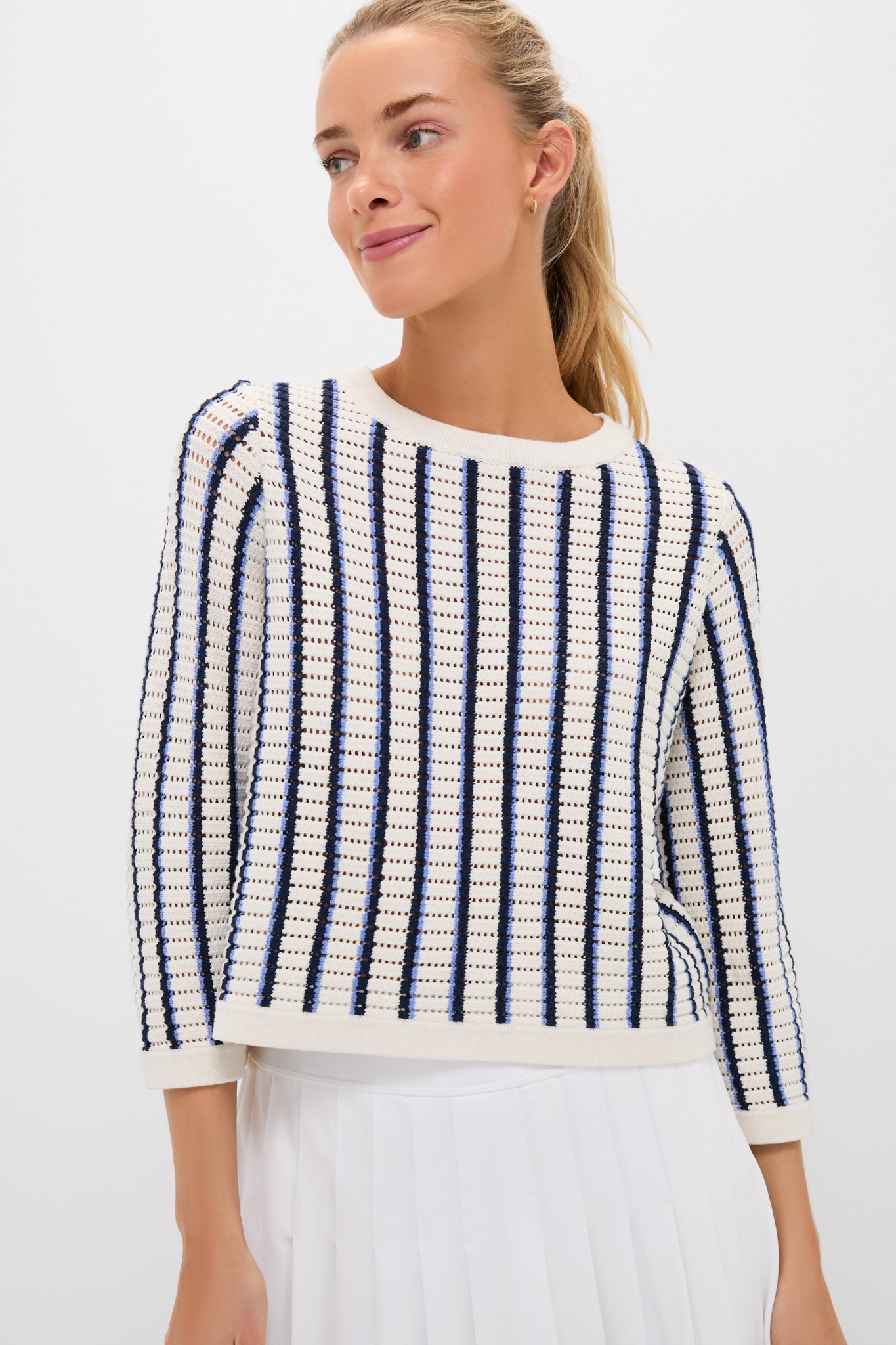 Blue and White Stripe Madeline Sweater