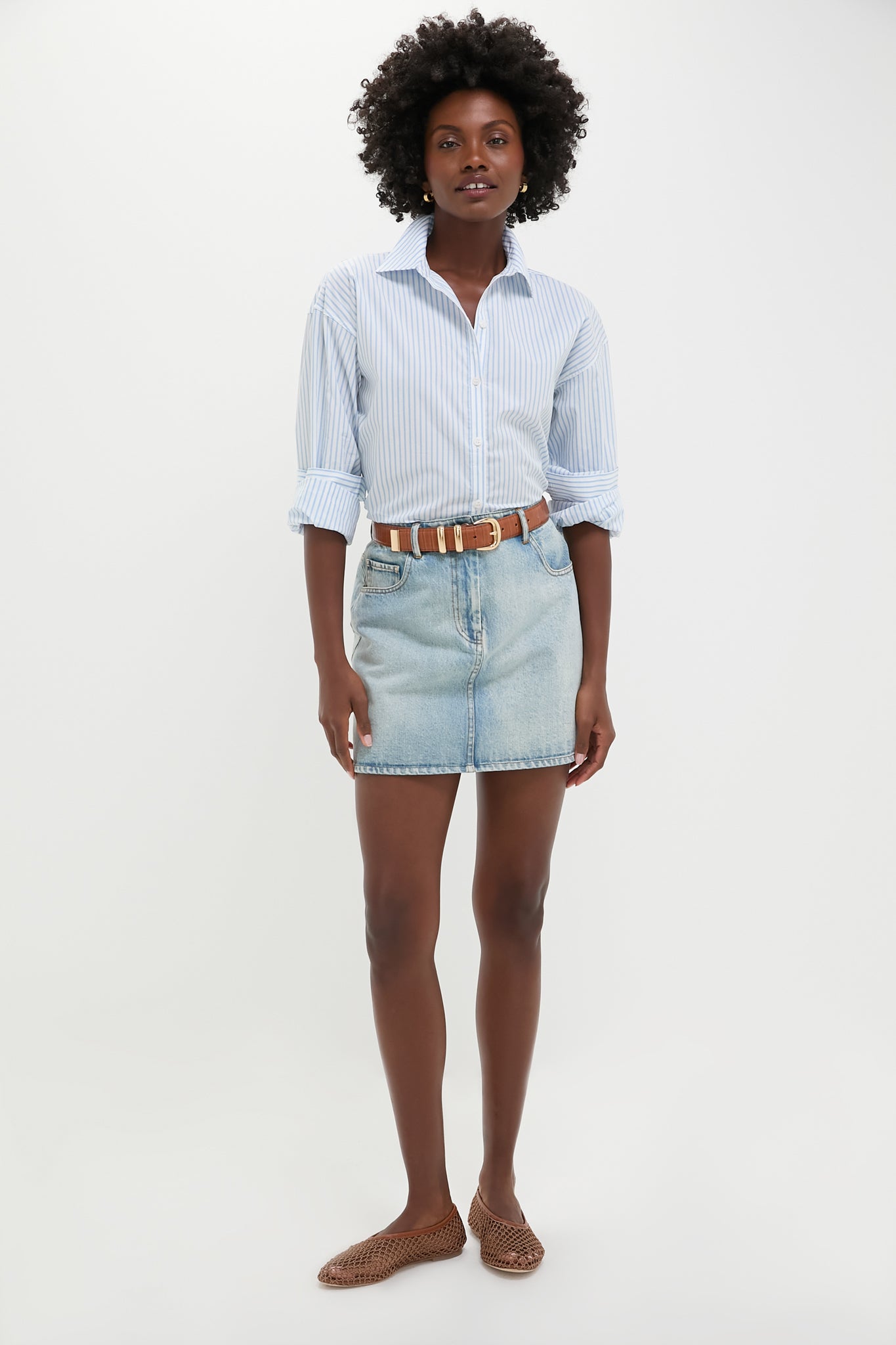 Chambray and White Stripe Wexler Button Down