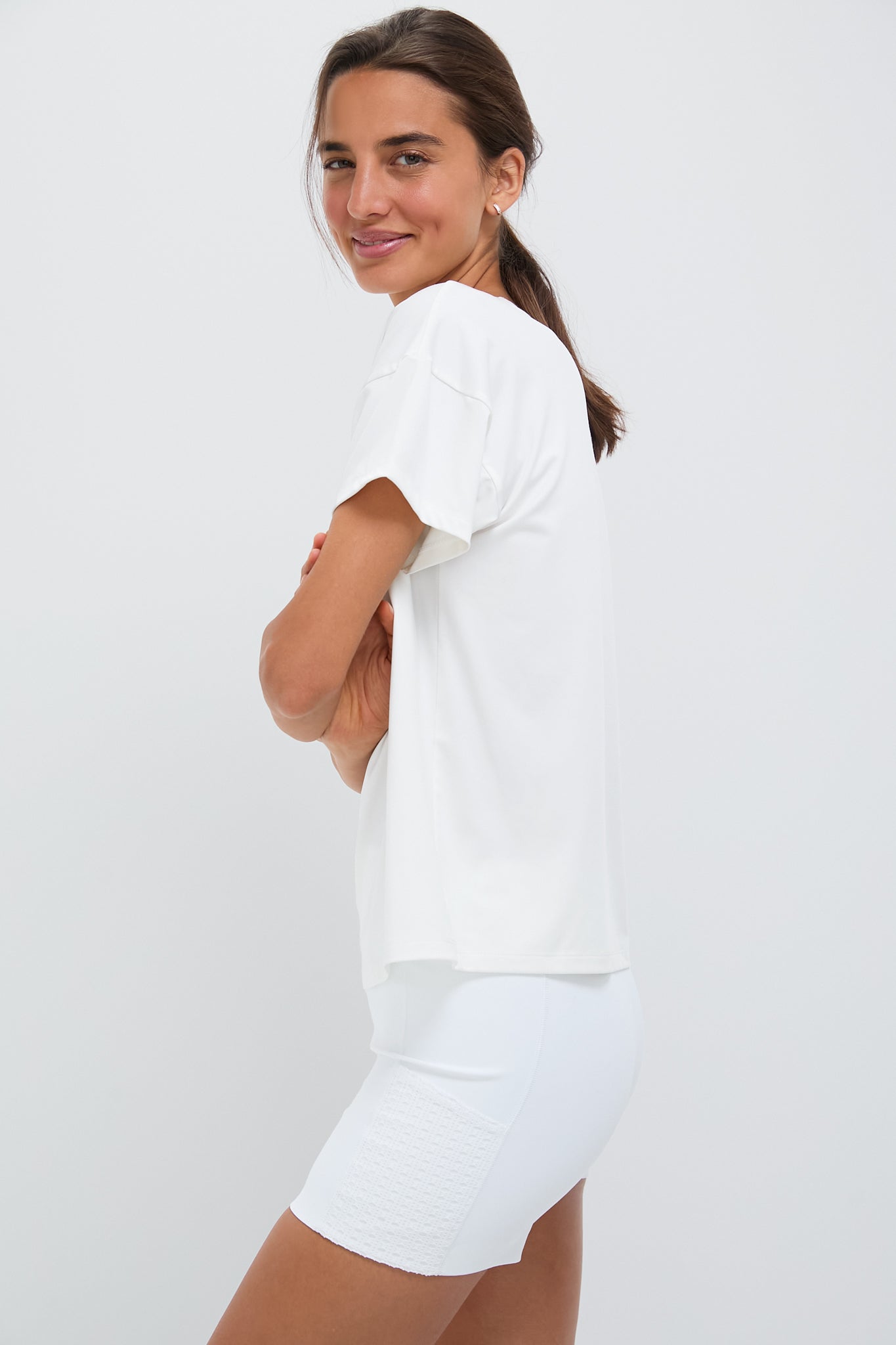 White Short Sleeve Performance Jersey Ryan Boyfriend Tee