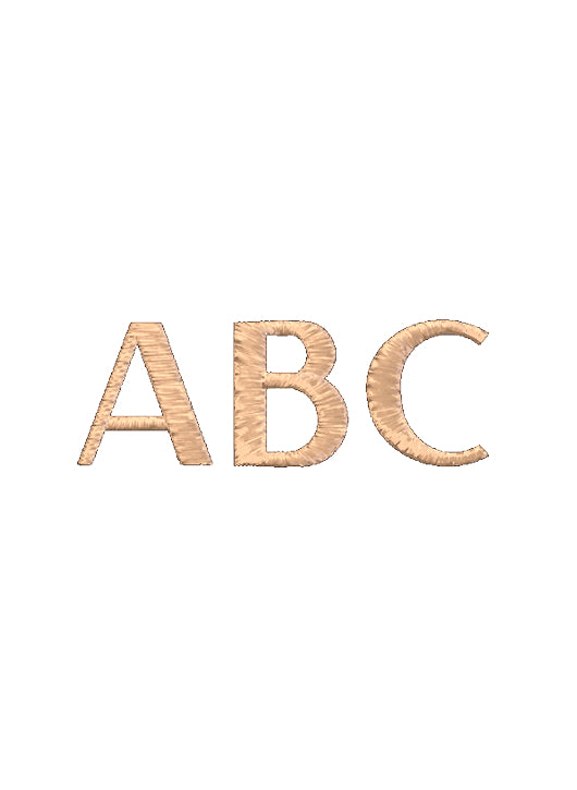 Monogramming option with all three initials (first, middle, and last) all the same size. 