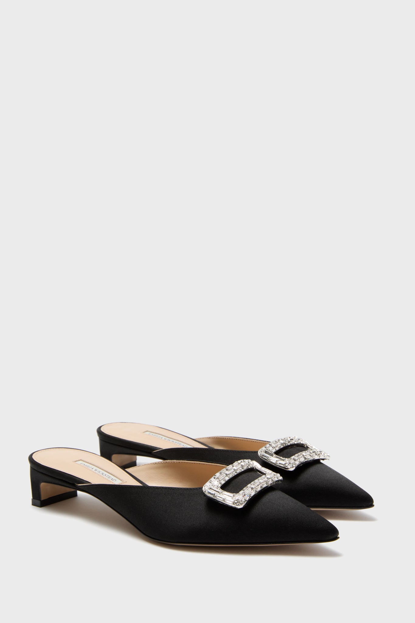 Black Katy Kitten Heels with Jewels