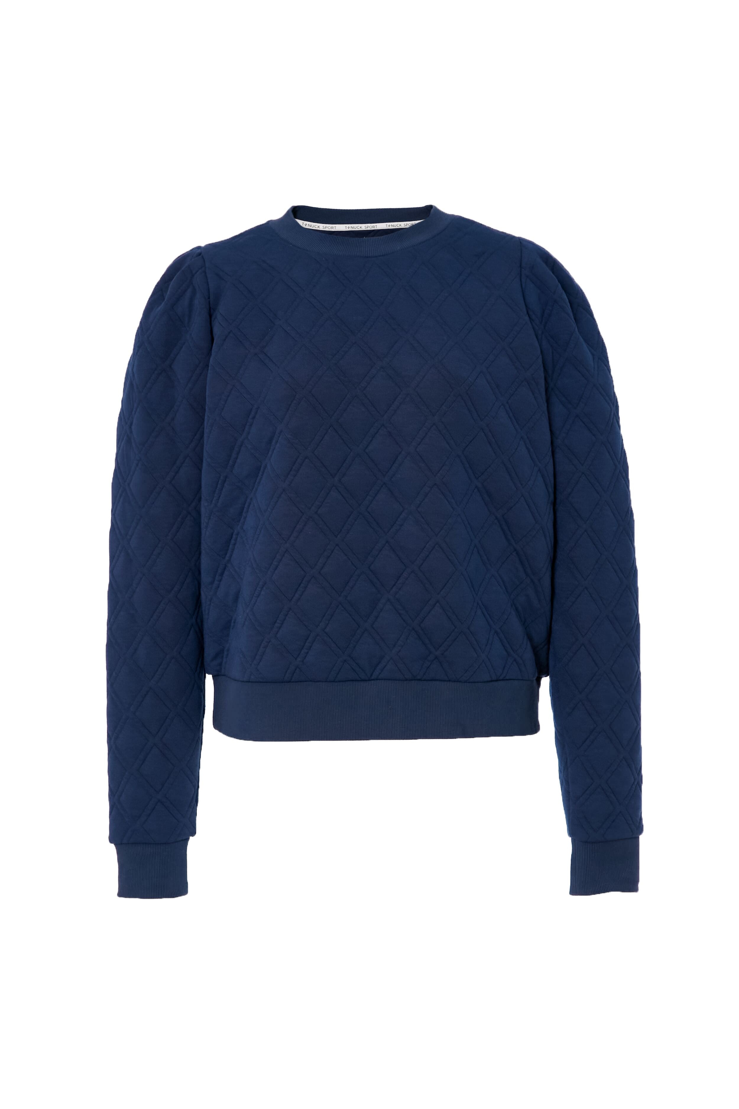 Navy Puff Sleeve Quilted Stretch Campbell Pullover