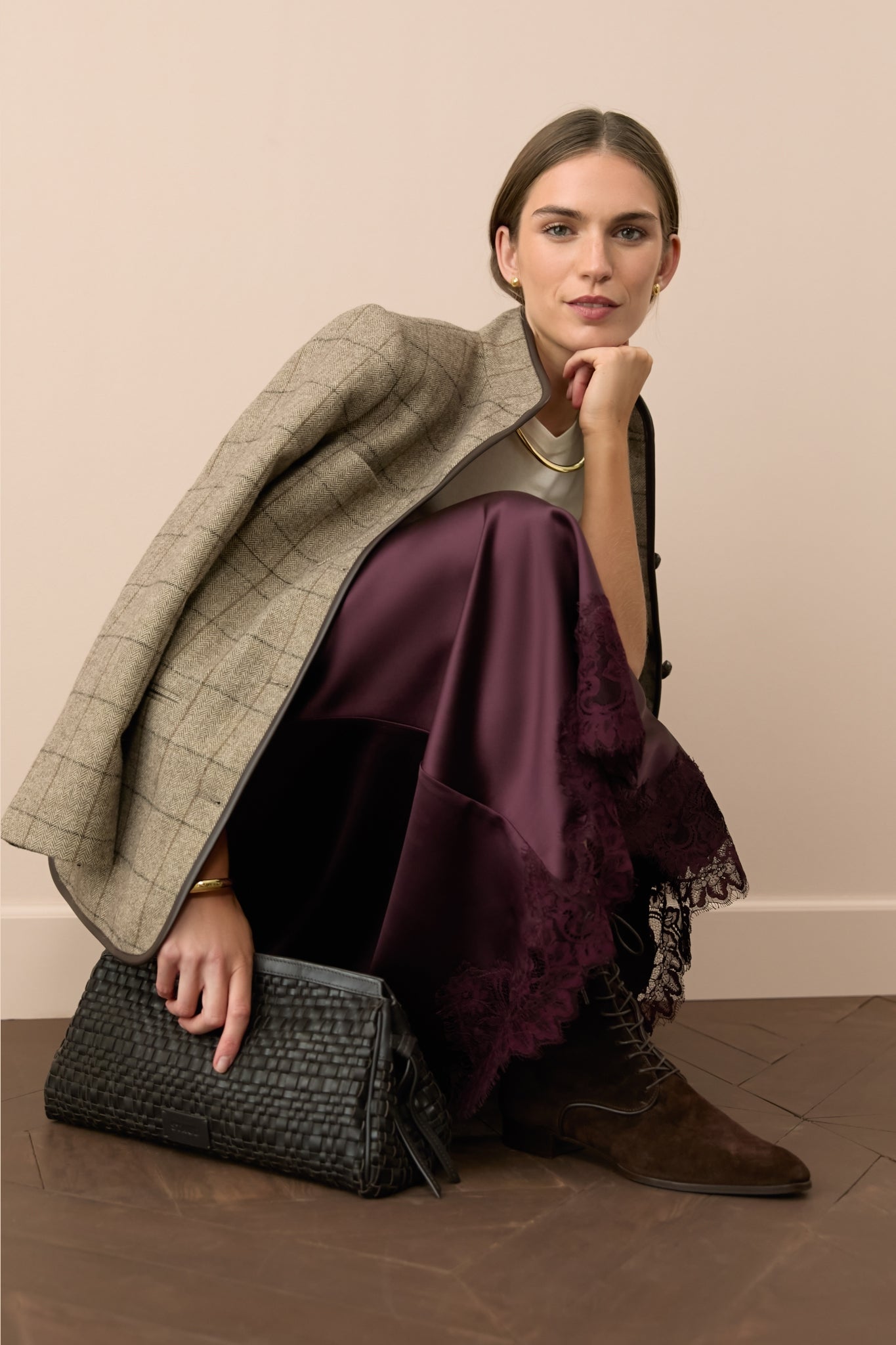 Espresso Woven Maude Soft Clutch