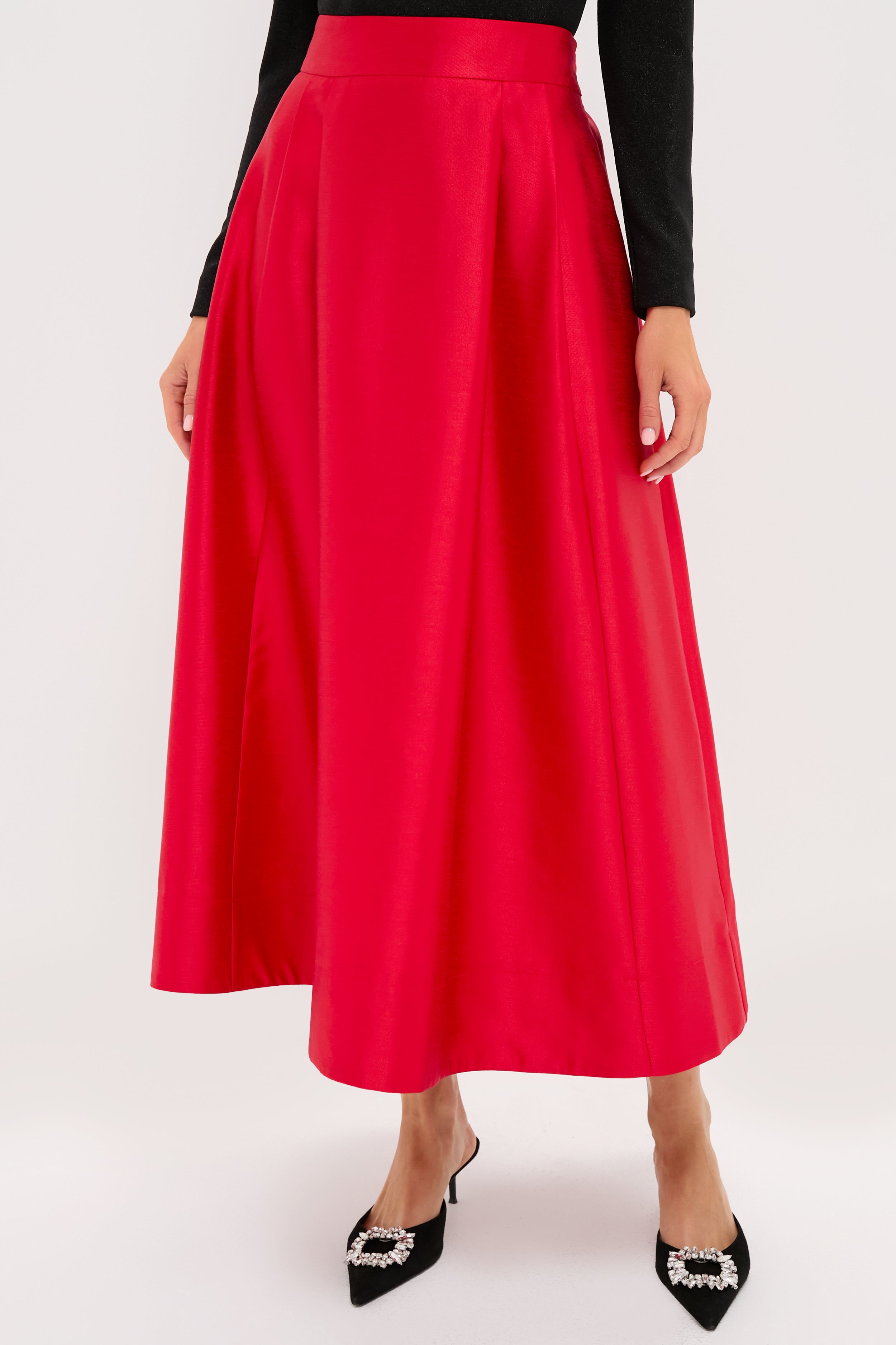 Red Dupioni Kendall Skirt