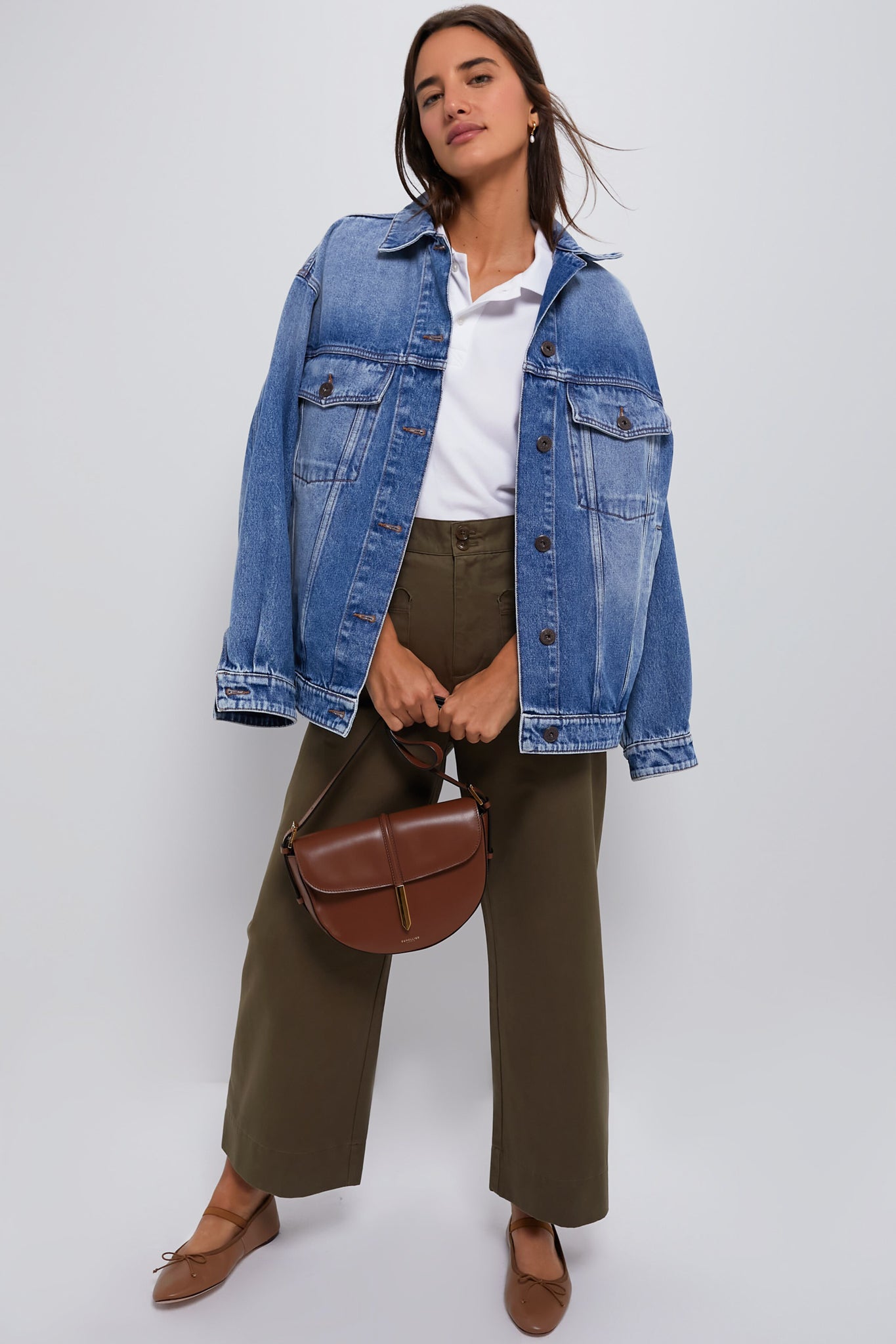 White Long Sleeve Pique Holmes Boyfriend Polo