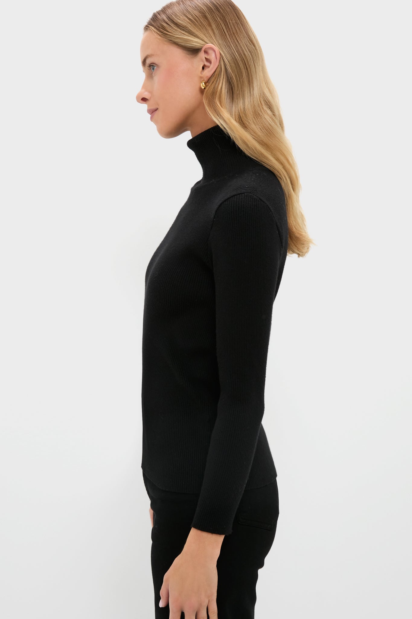 Black Arlo Ribbed Turtleneck